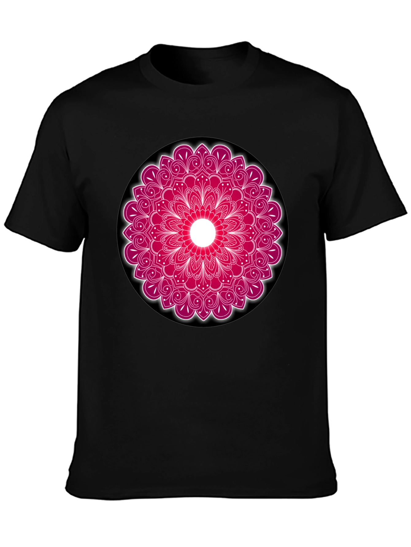 Black Mandala Print Crew Neck T-Shirt view 3