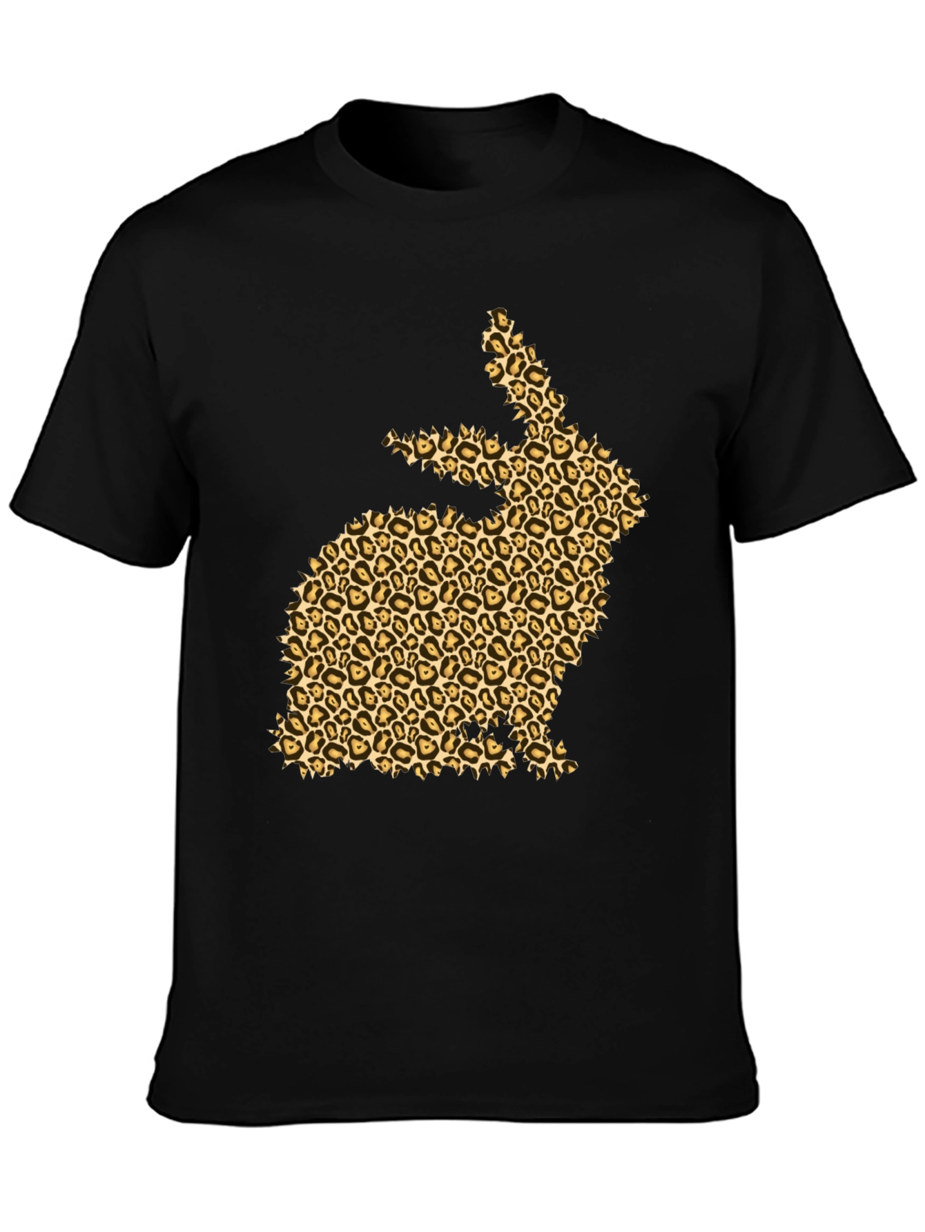 Black Leopard Print Bunny Black T-Shirt view 3
