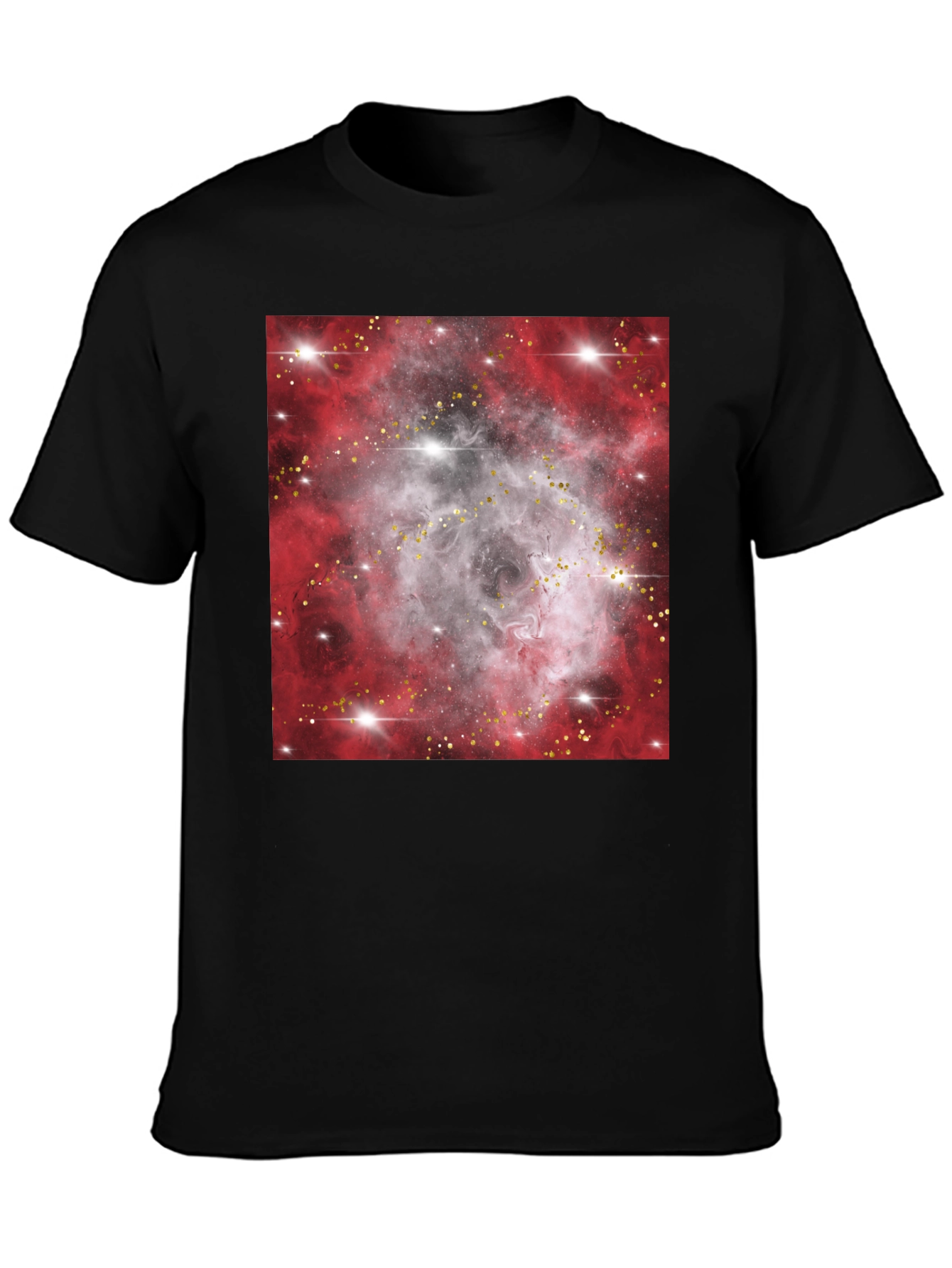 Black Galaxy Nebula Print Black T-Shirt view 3