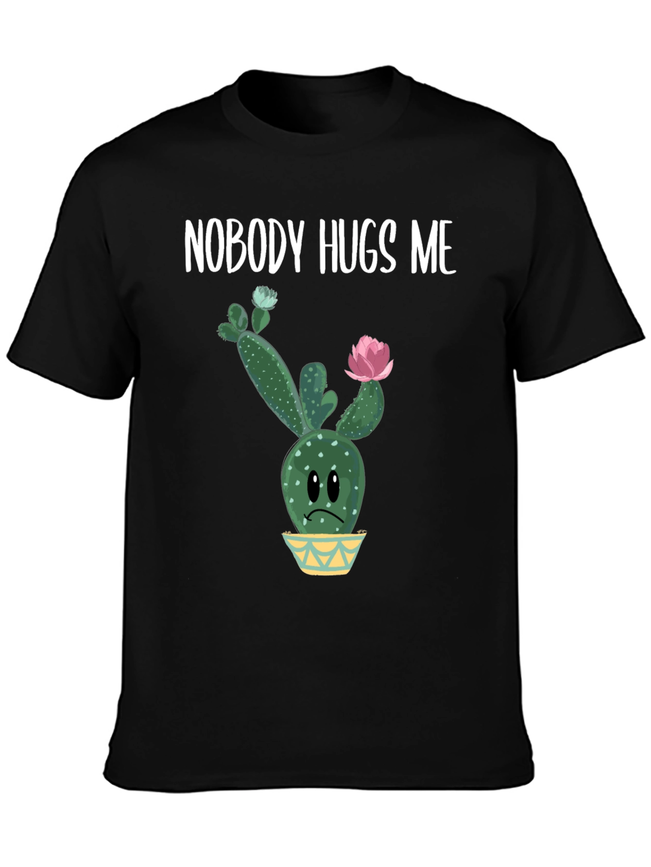 Black Nobody Hugs Me Cactus Graphic Tee - Unisex view 3