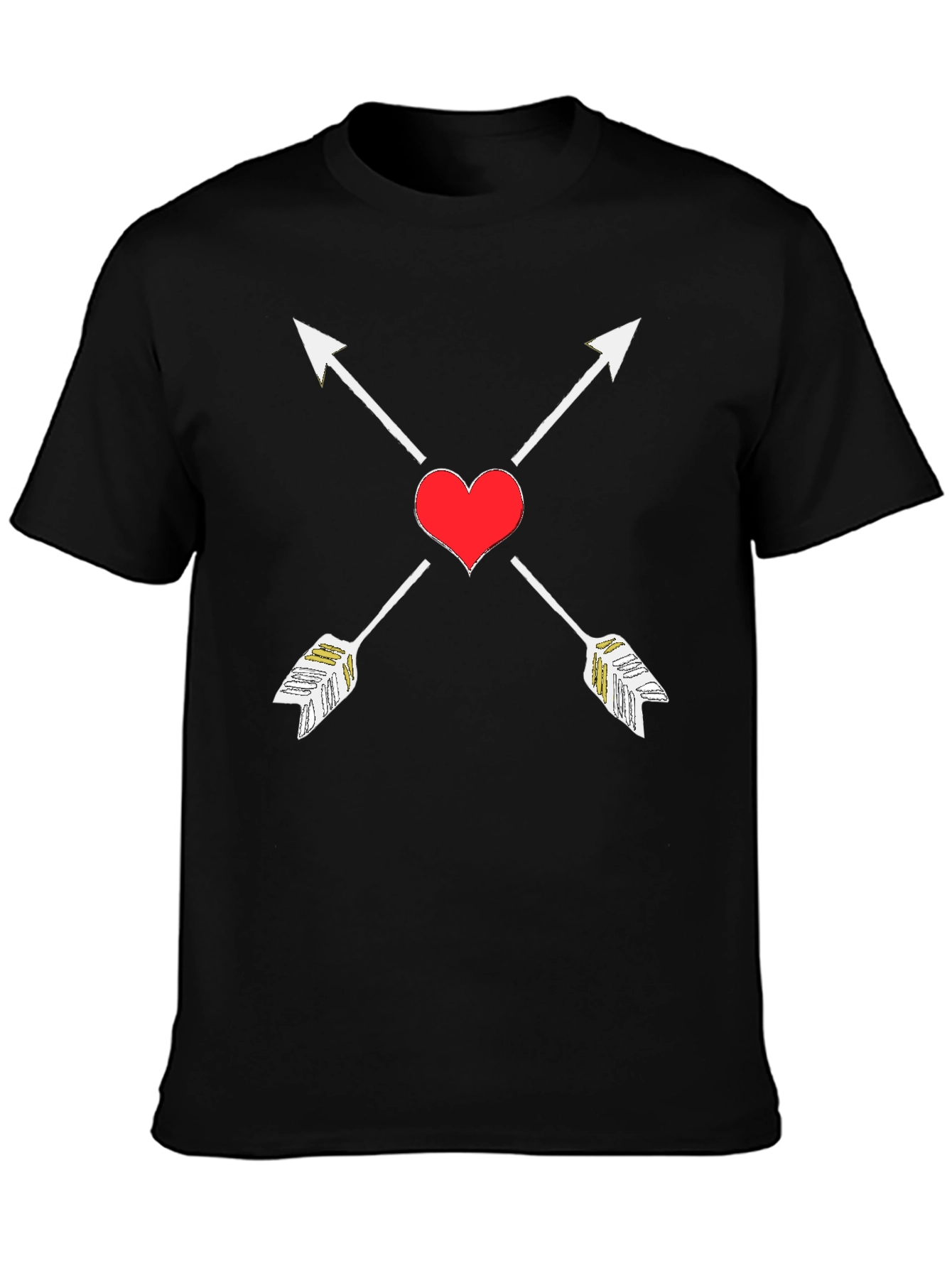 Black Heart Arrow Graphic Tee - Black Cotton T-Shirt view 3