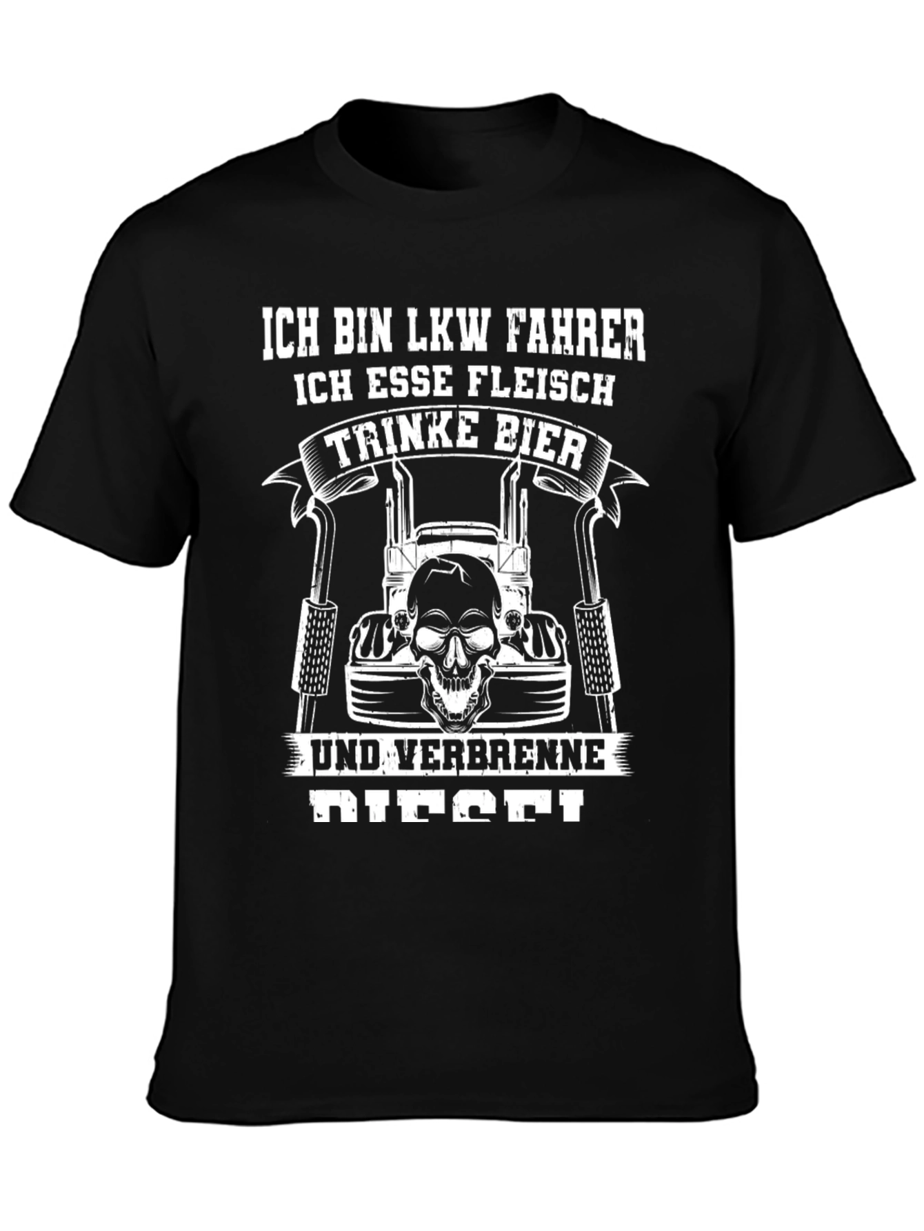Black Funny Trucker T-Shirt - Eat Meat, Drink Beer, Burn Diesel view 3