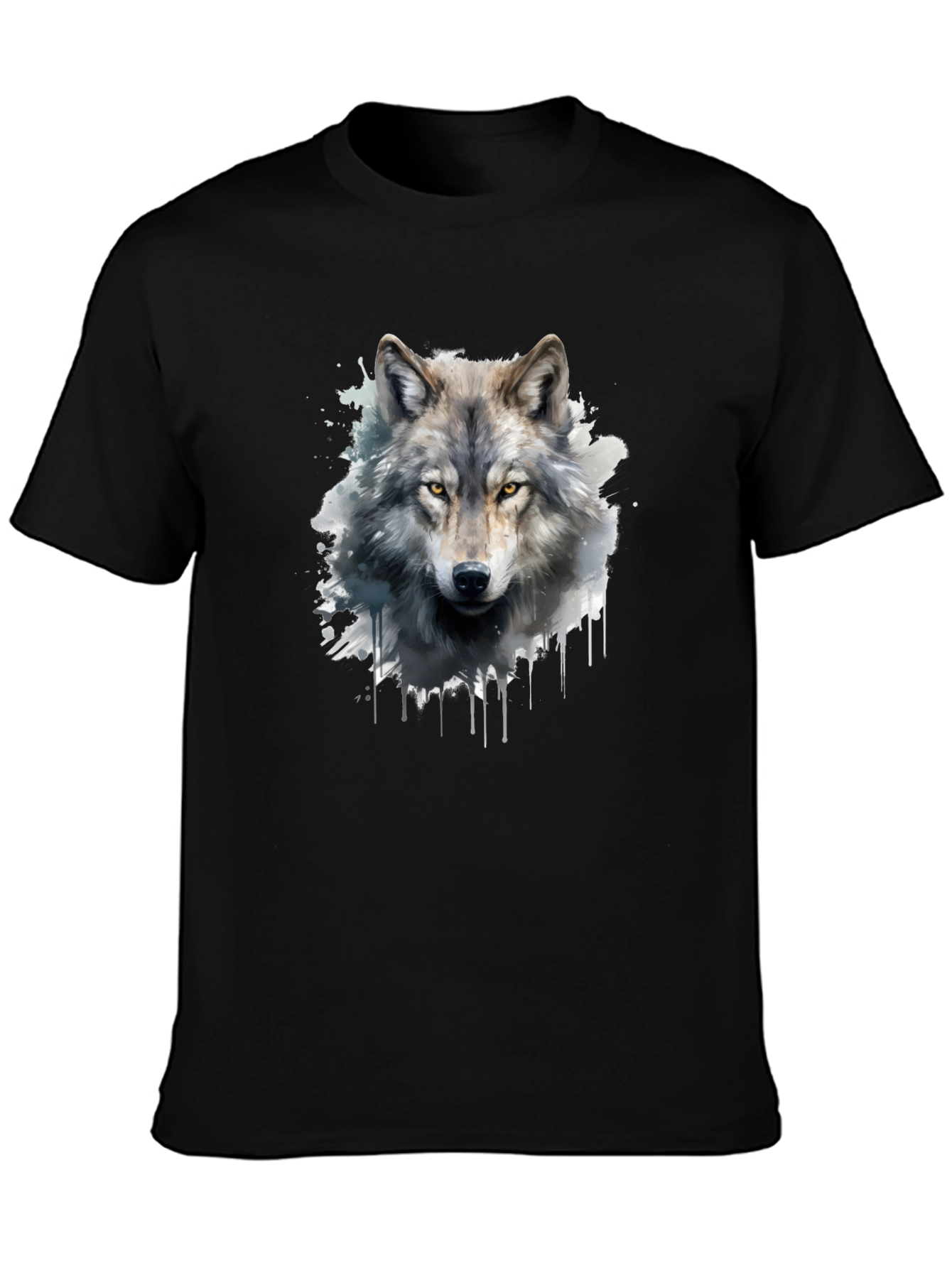 Black Wolf Graphic Print Black T-Shirt view 3