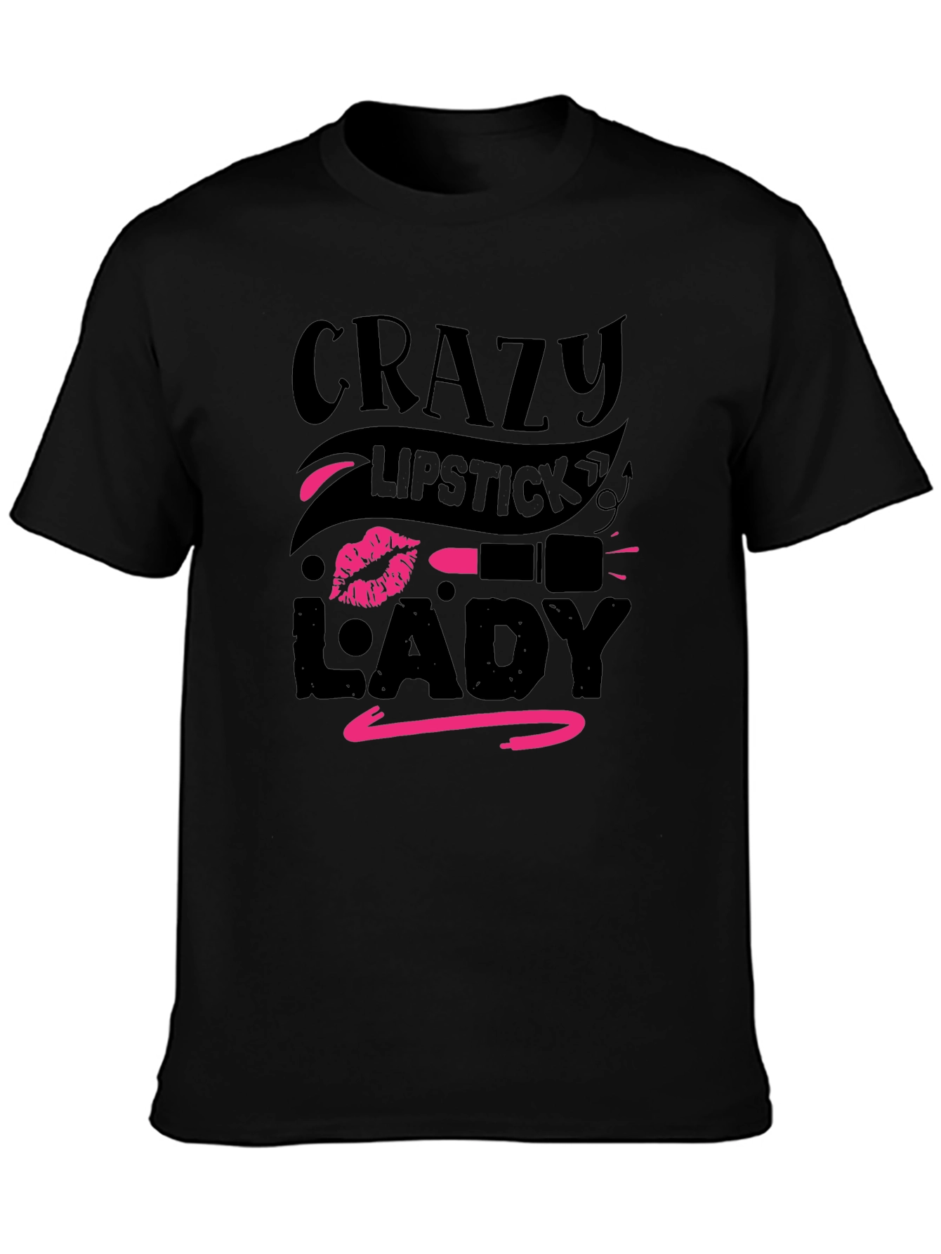Black Crazy Lipstick Lady Graphic Tee - Black view 3
