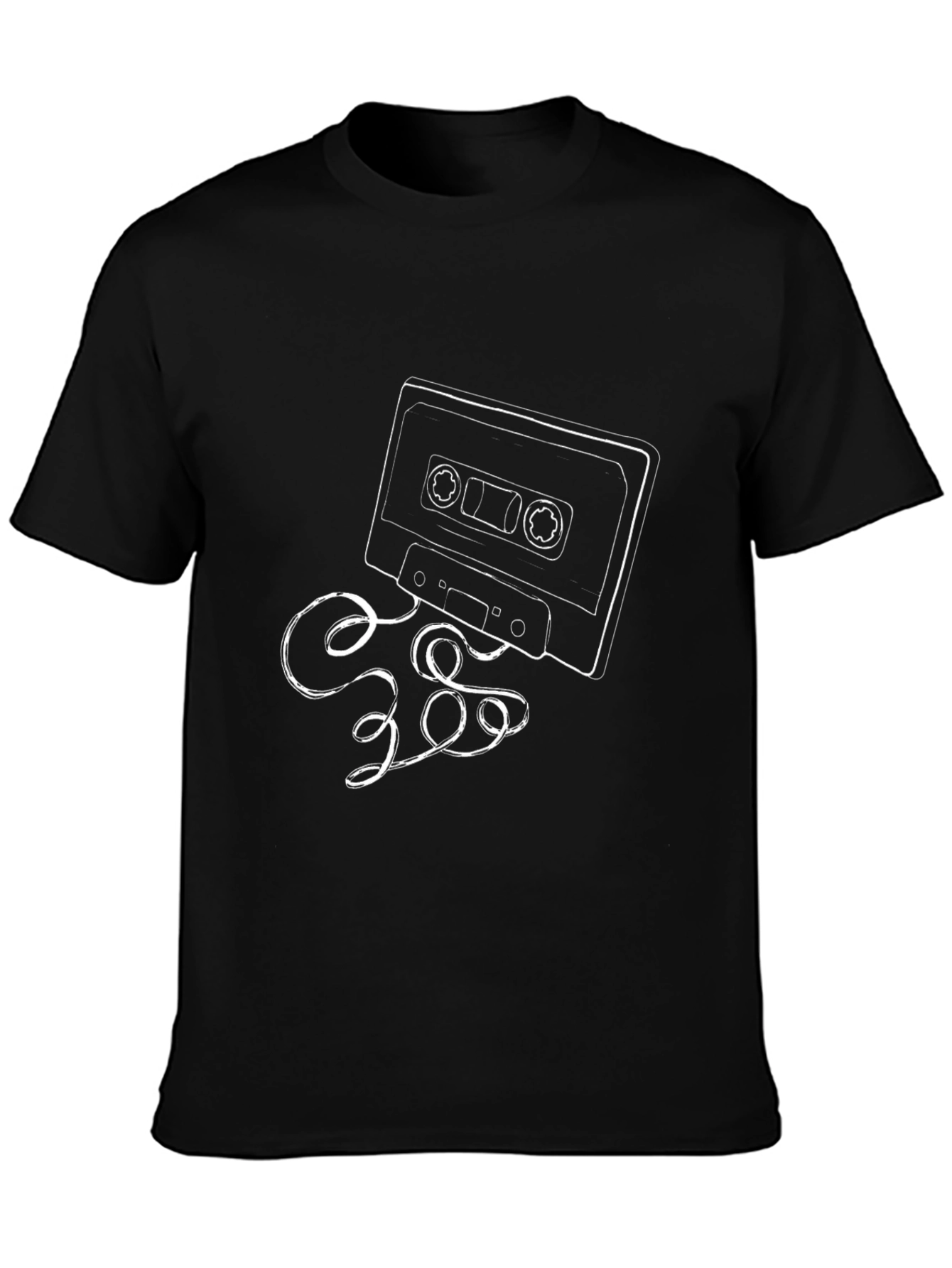 Black Retro Cassette Tape Graphic T-Shirt view 3