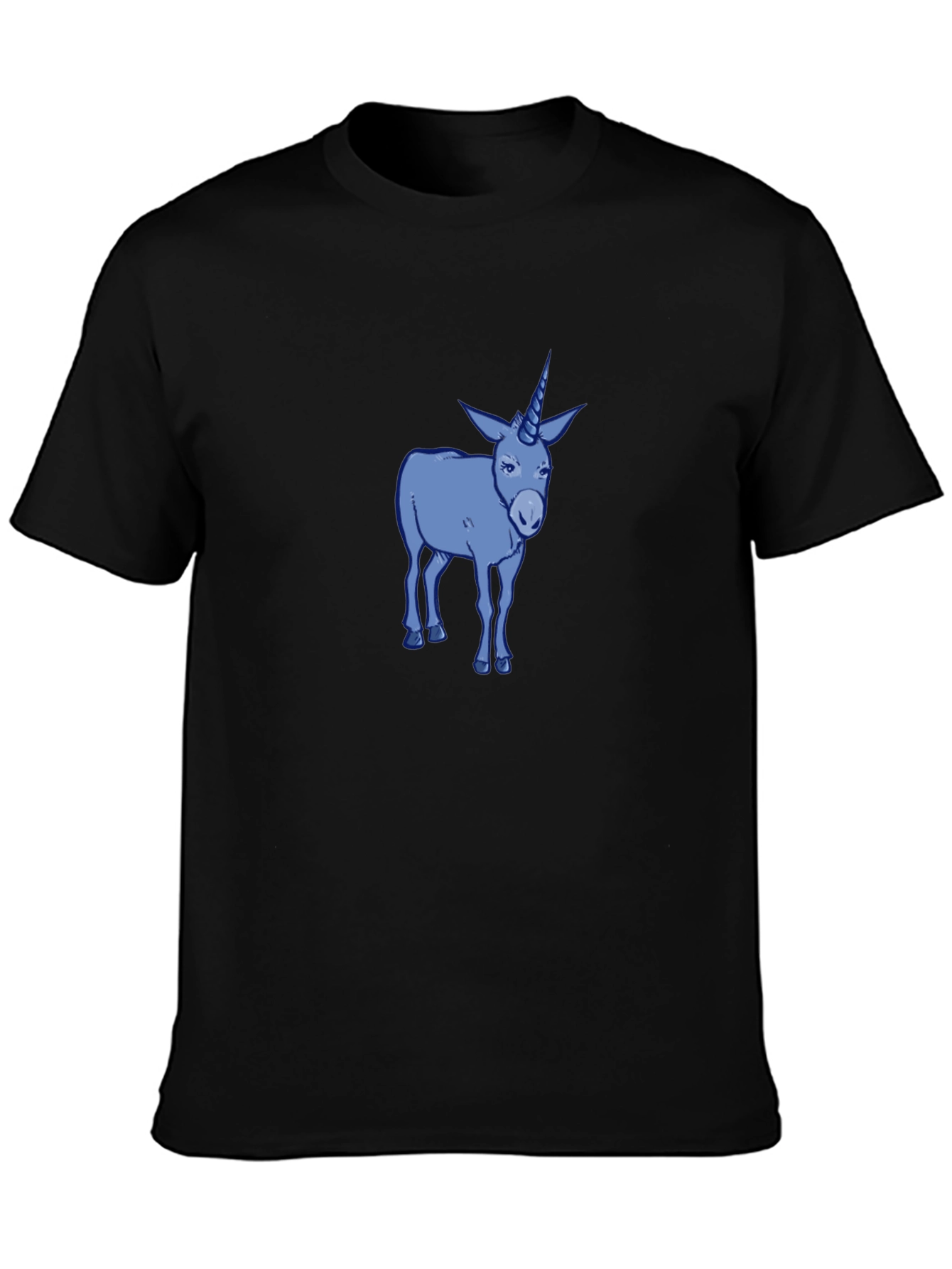 Black Unicorn Donkey Graphic Tee - Men's Black Cotton T-Shirt view 3