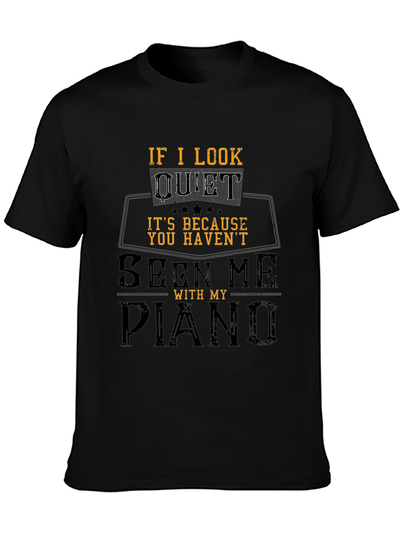 Black Piano Player Funny T-Shirt view 3