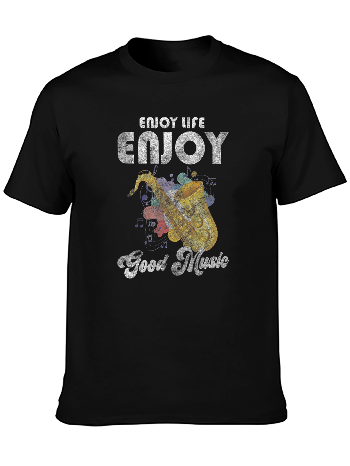 Black Enjoy Life Good Music T-Shirt view 3