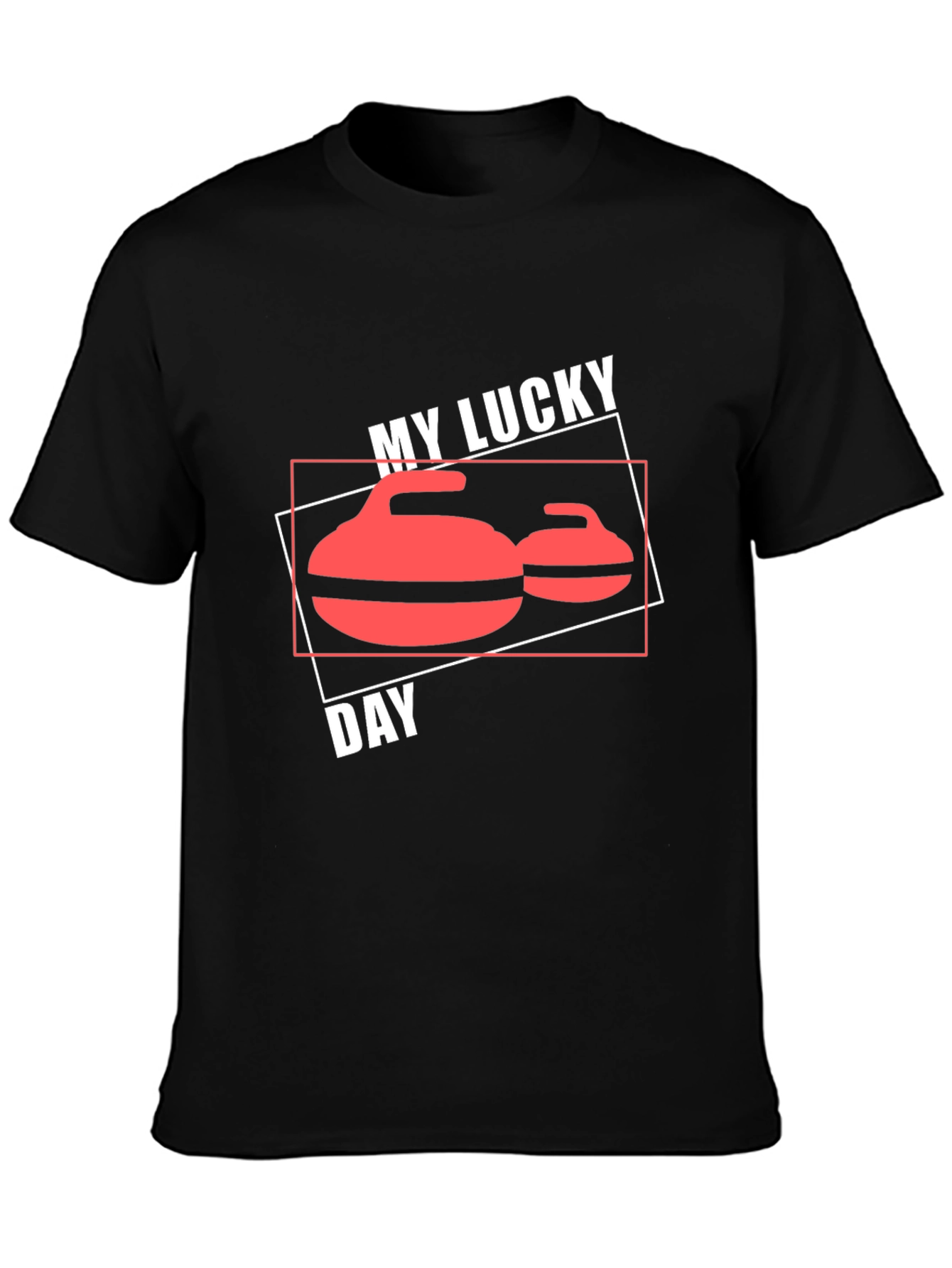 Black My Lucky Day Curling T-Shirt - Sports Tee view 3