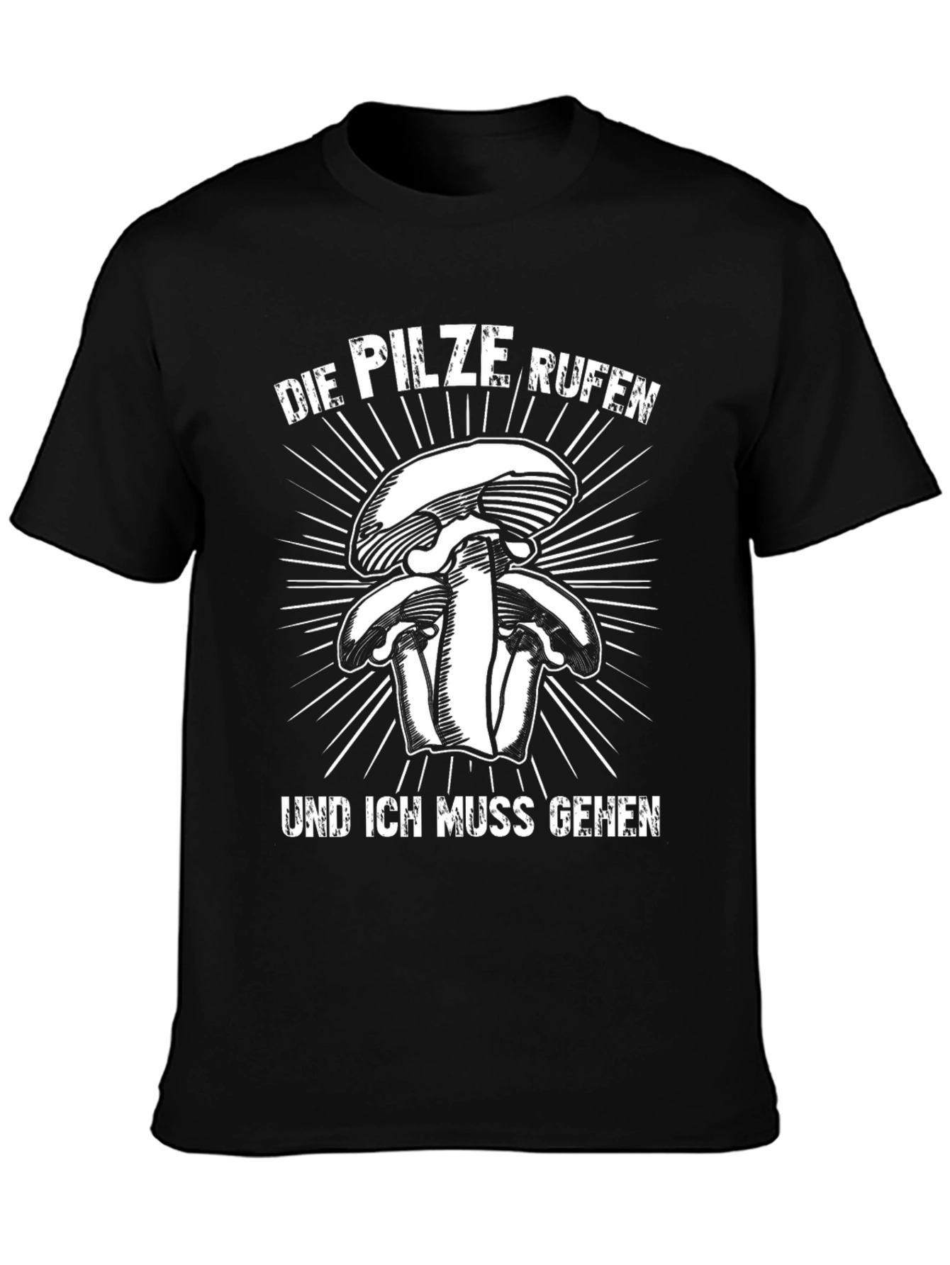Black Mushroom Lover's Tee: 'Die Pilze Rufen' view 3