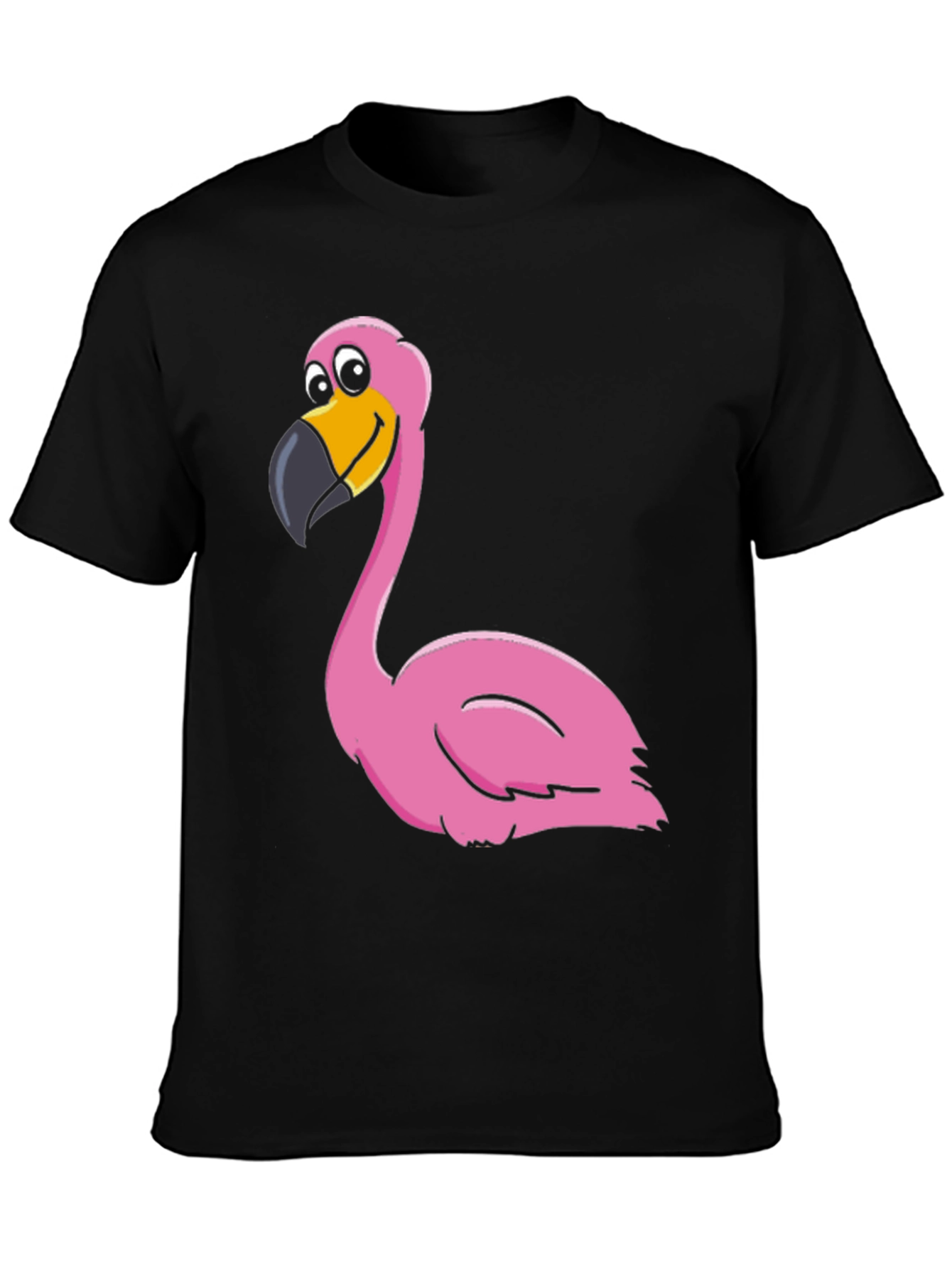 Black Funny Flamingo Graphic Print Tee view 3