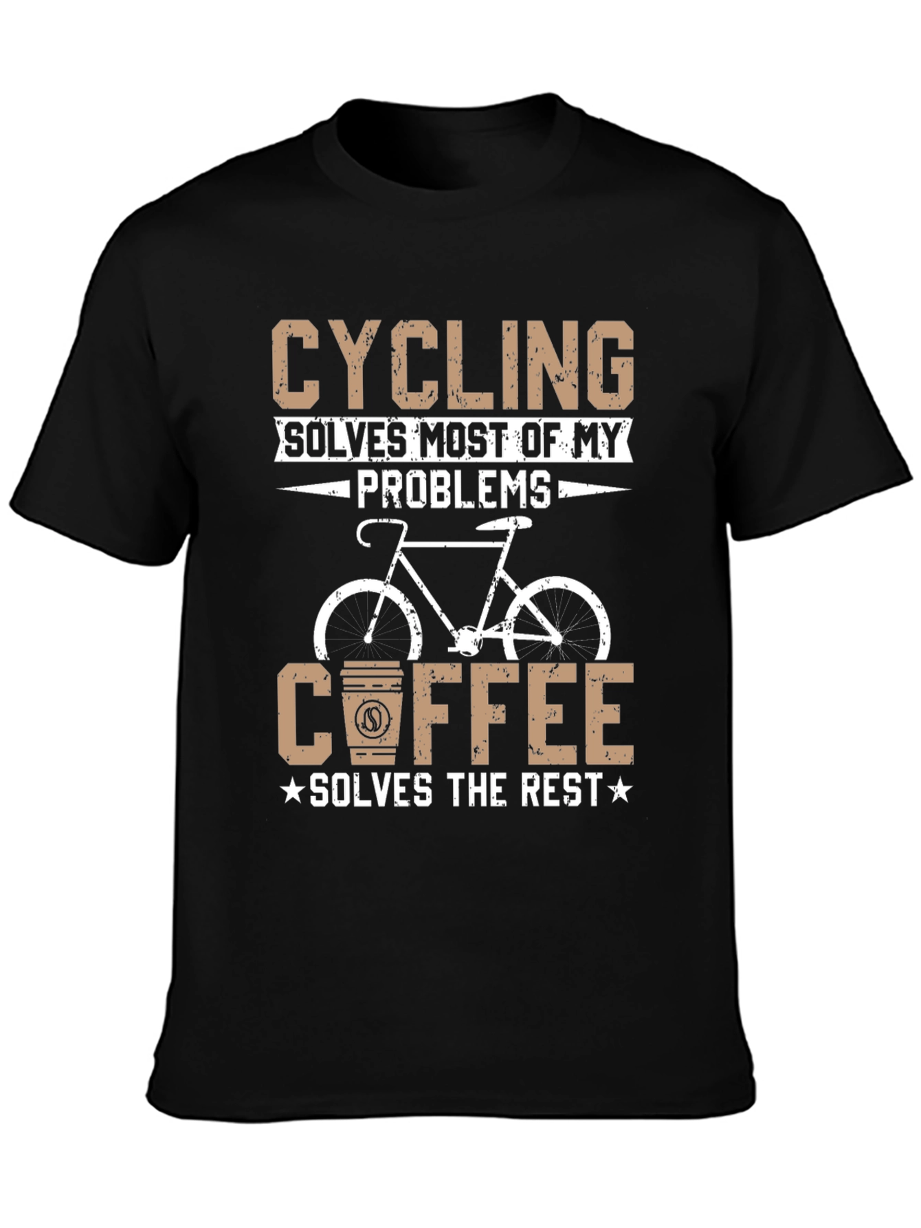 Black Cycling and Coffee Graphic T-Shirt view 3
