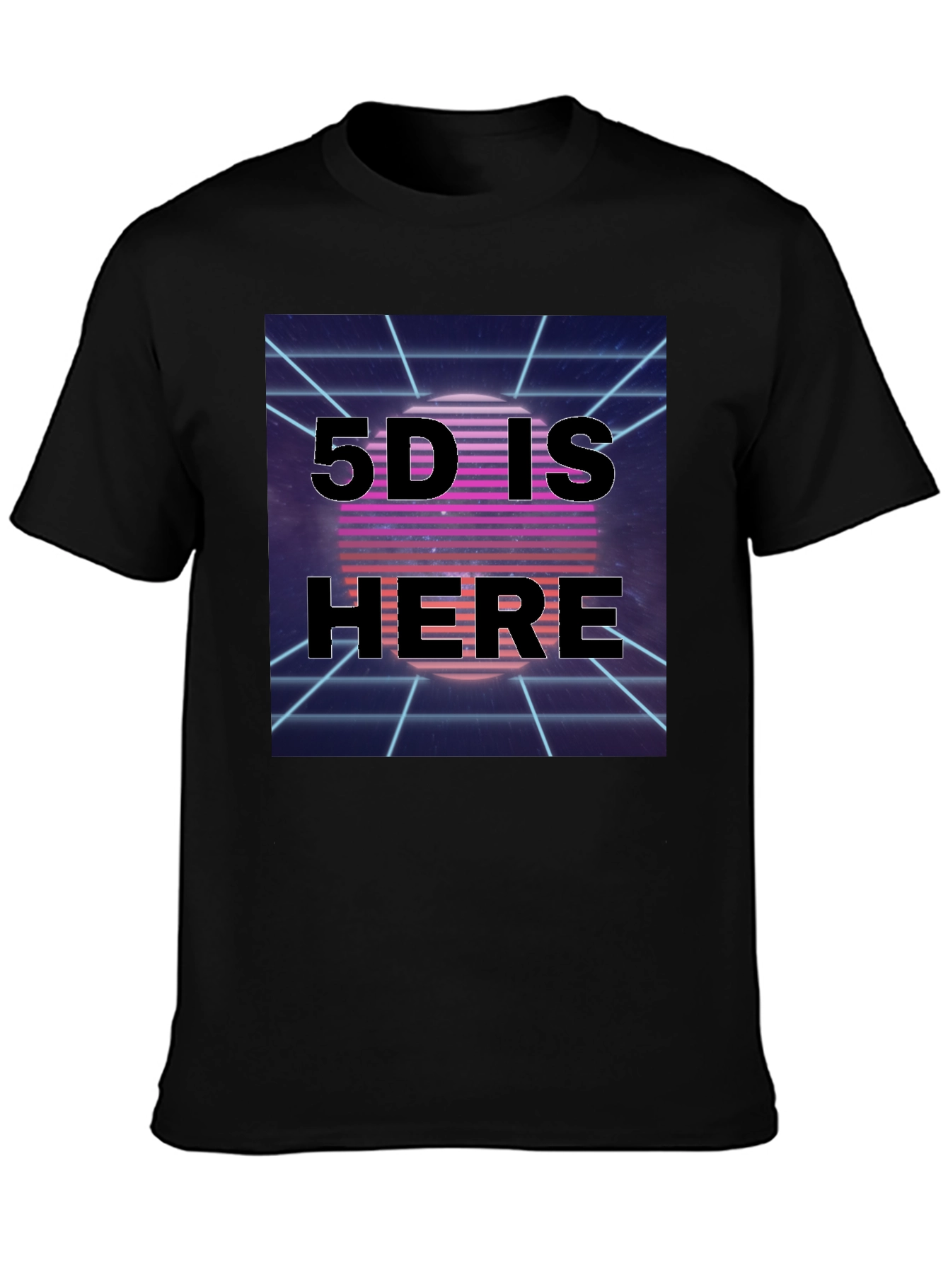 Black Retro 5D Is Here Graphic Tee view 3