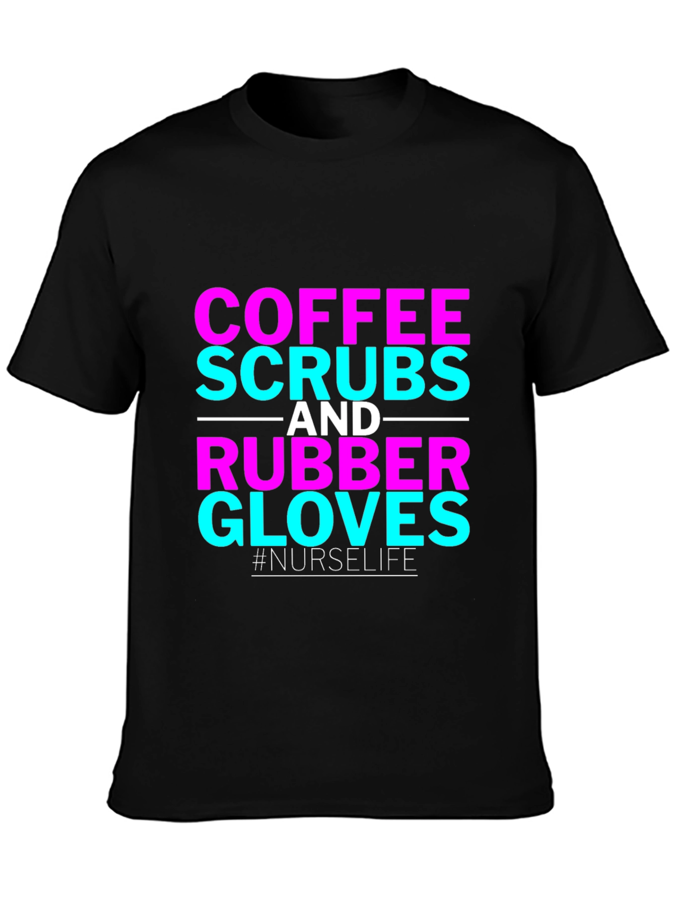 Black Coffee Scrubs and Rubber Gloves Nurse T-Shirt view 3