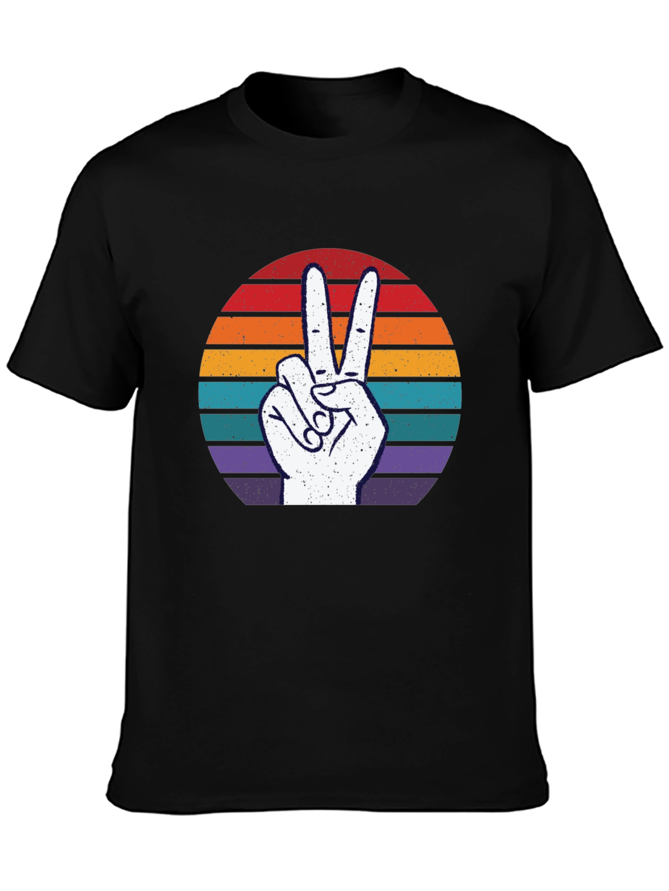 Black Peace Sign Retro T-Shirt view 3