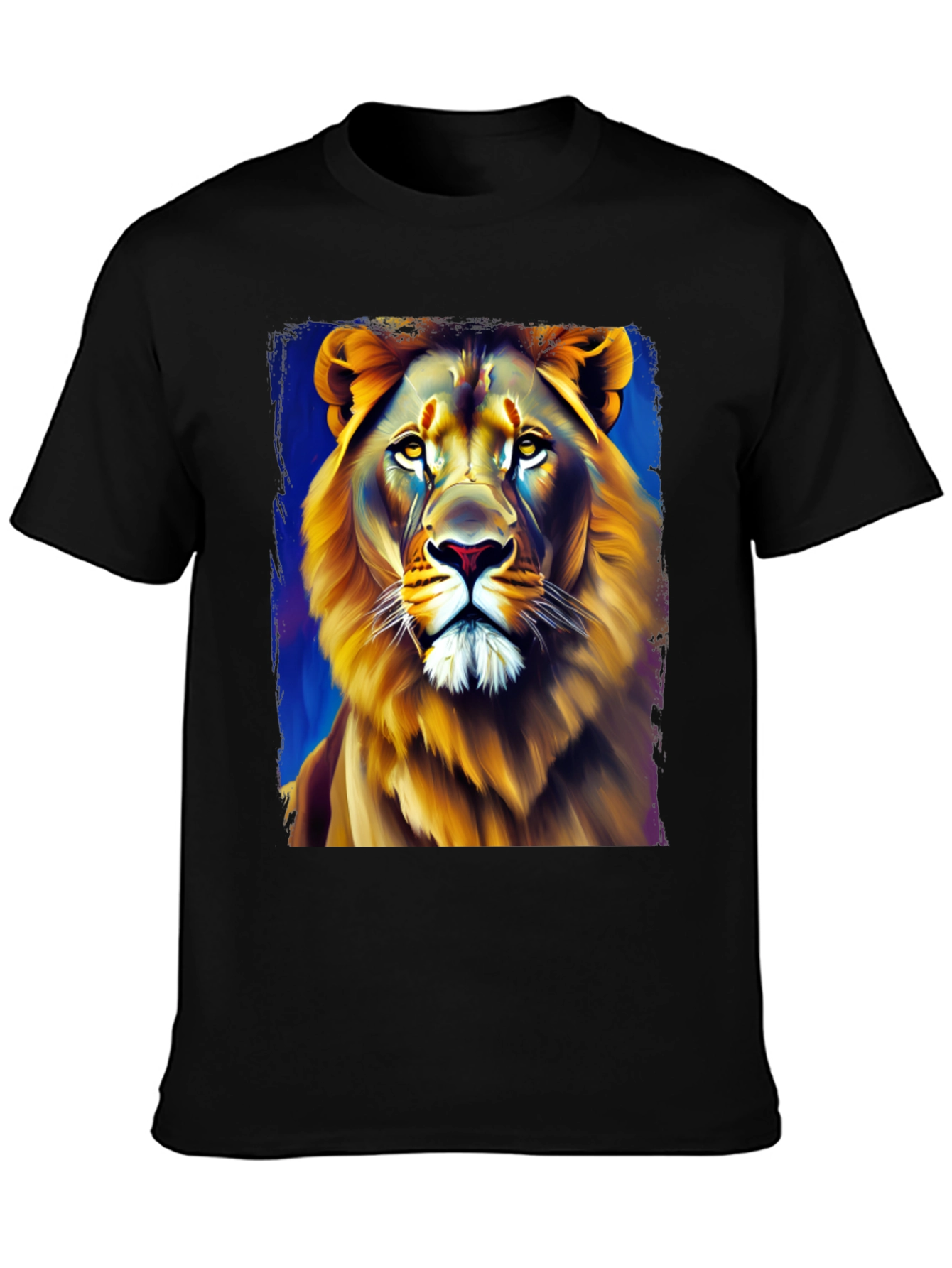 Black Lion Graphic Print Crew Neck T-Shirt view 3