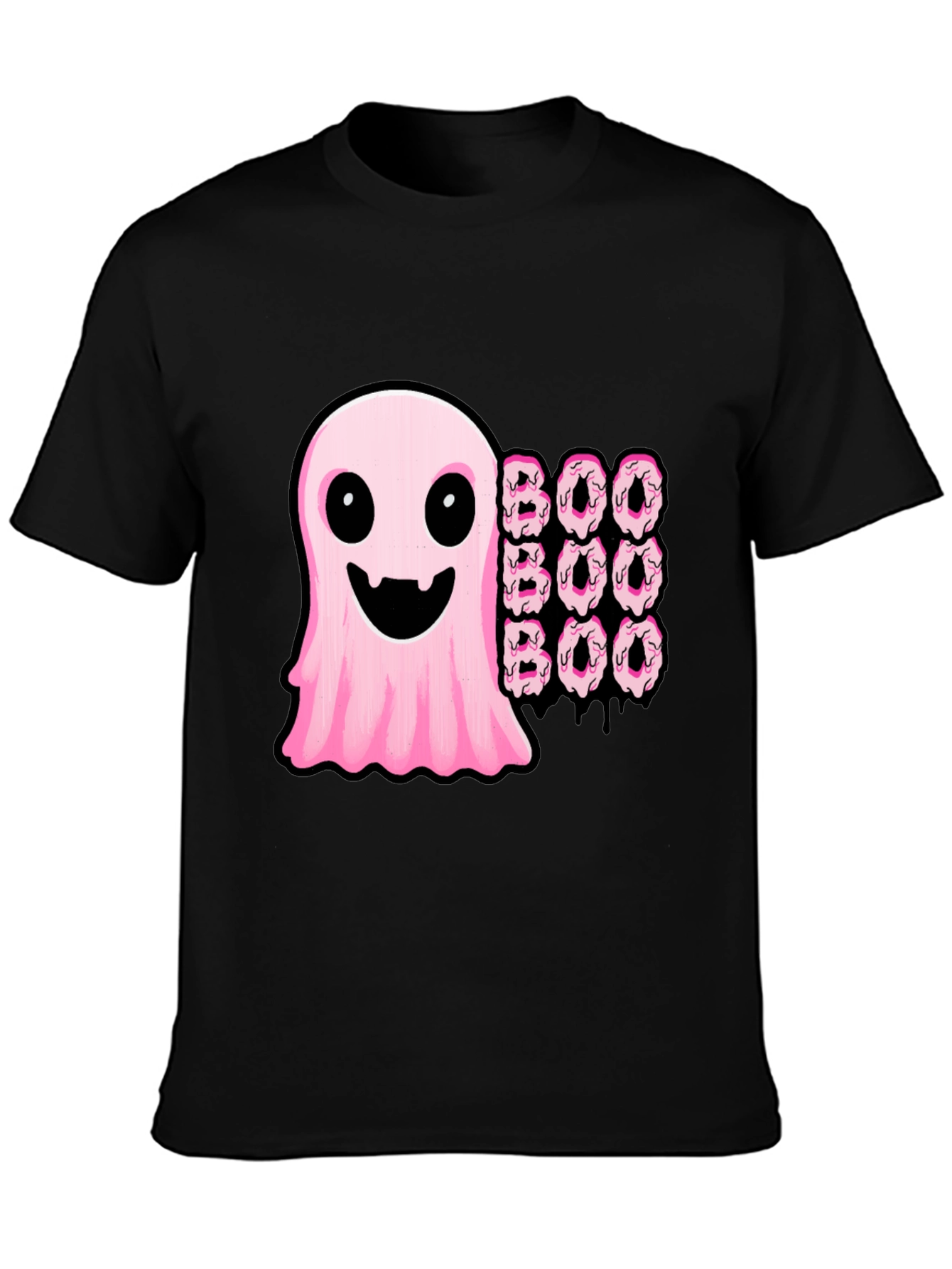 Black Boo Ghost Donut Halloween Graphic T-Shirt view 3