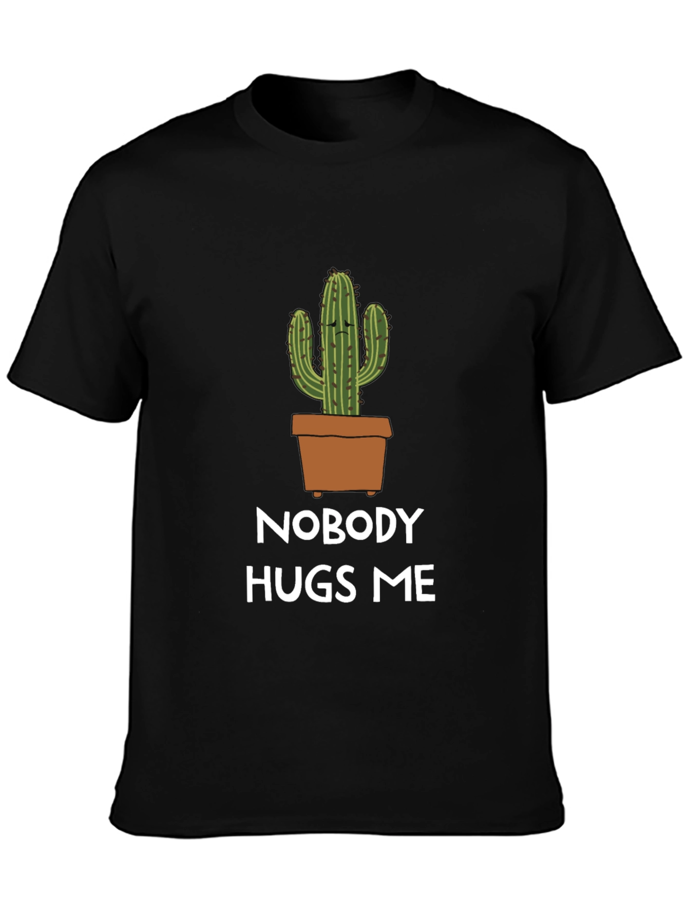 Black Nobody Hugs Me Cactus Graphic T-Shirt - Black view 3