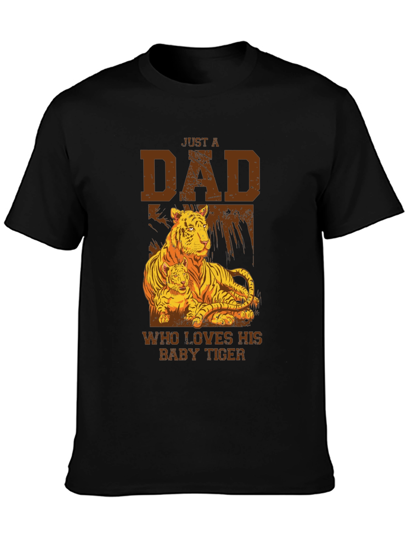 Black Dad & Baby Tiger Graphic Tee - Soft Black Cotton view 3