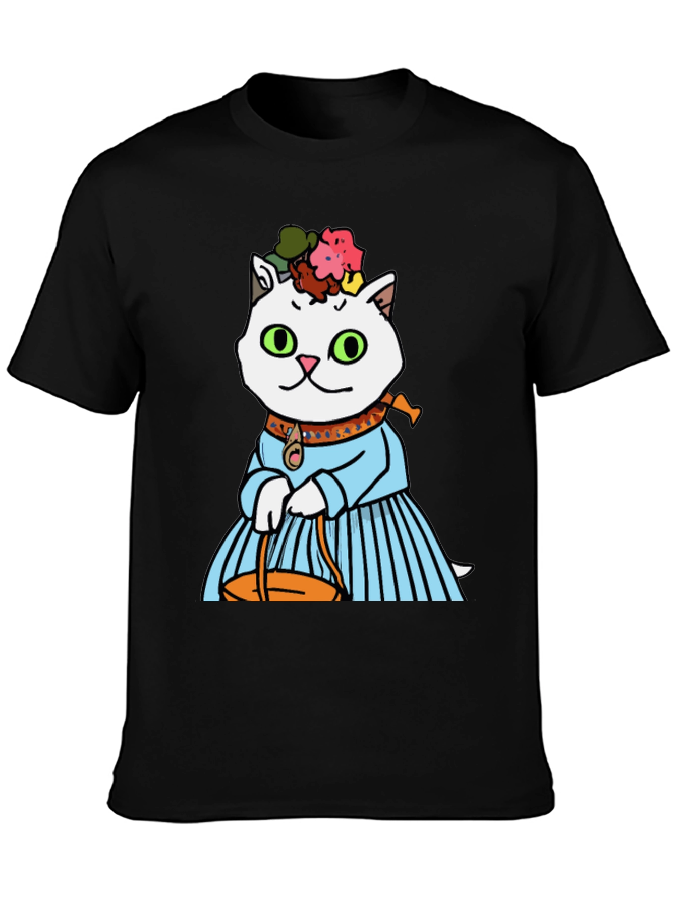 Black Frida Kahlo Cat T-Shirt - Artsy Novelty Tee view 3