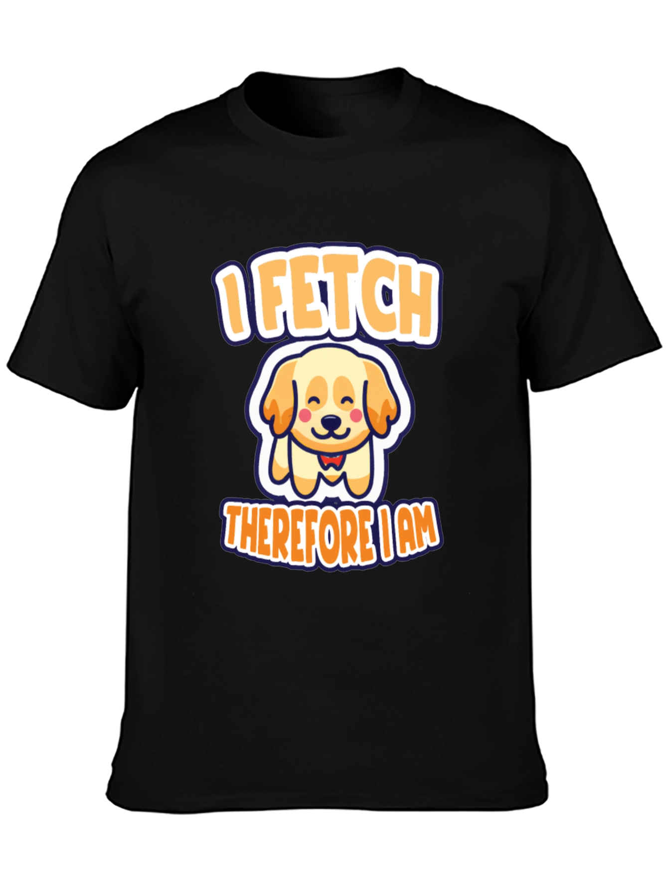 Black I Fetch Therefore I Am Dog T-Shirt view 3