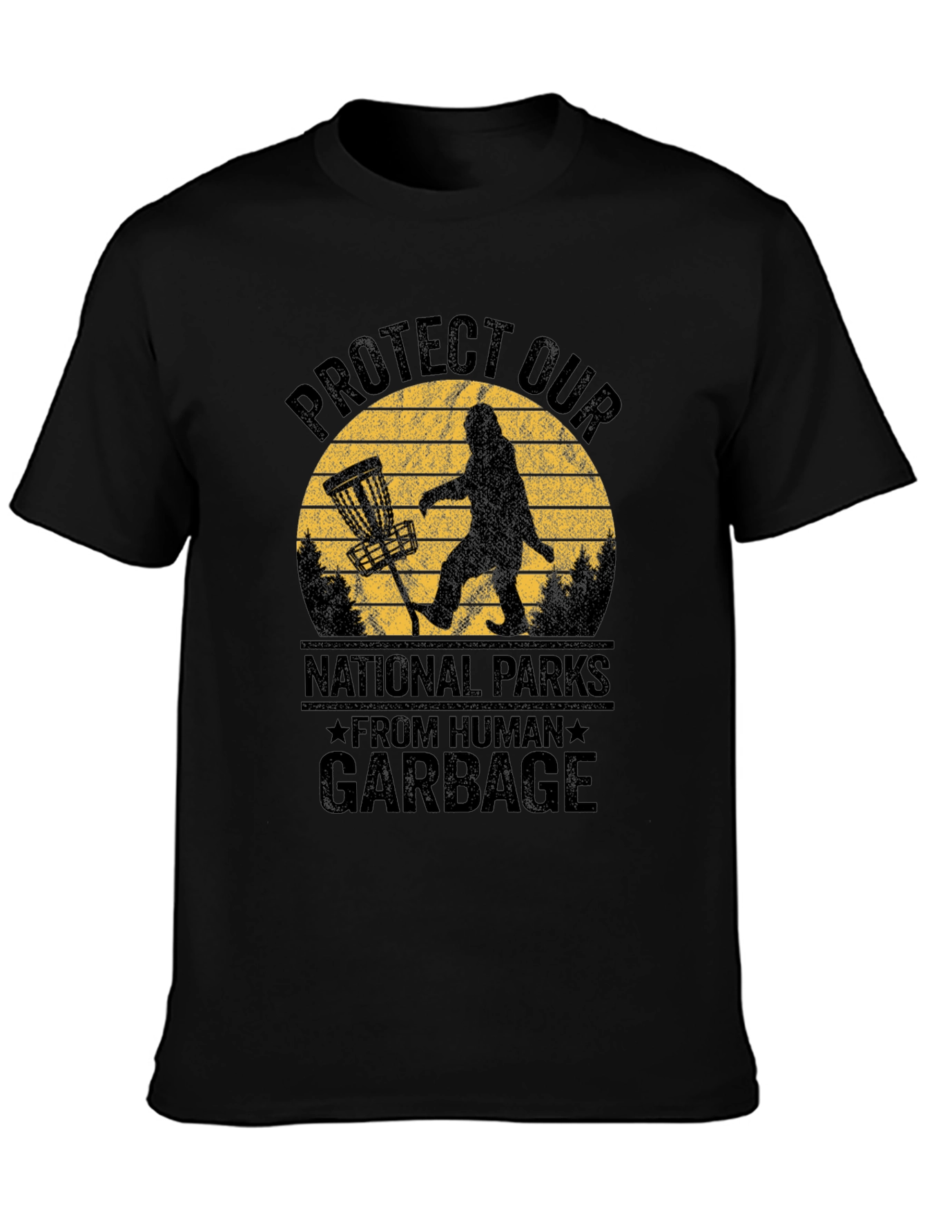 Black Protect Parks T-Shirt - Bigfoot Design view 3