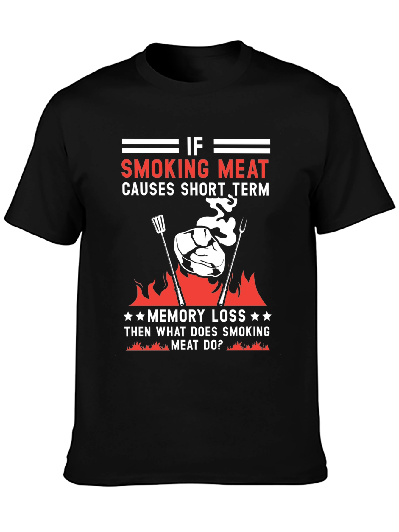 Black Smoking Meat BBQ T-Shirt Funny Grill Master Tee view 3