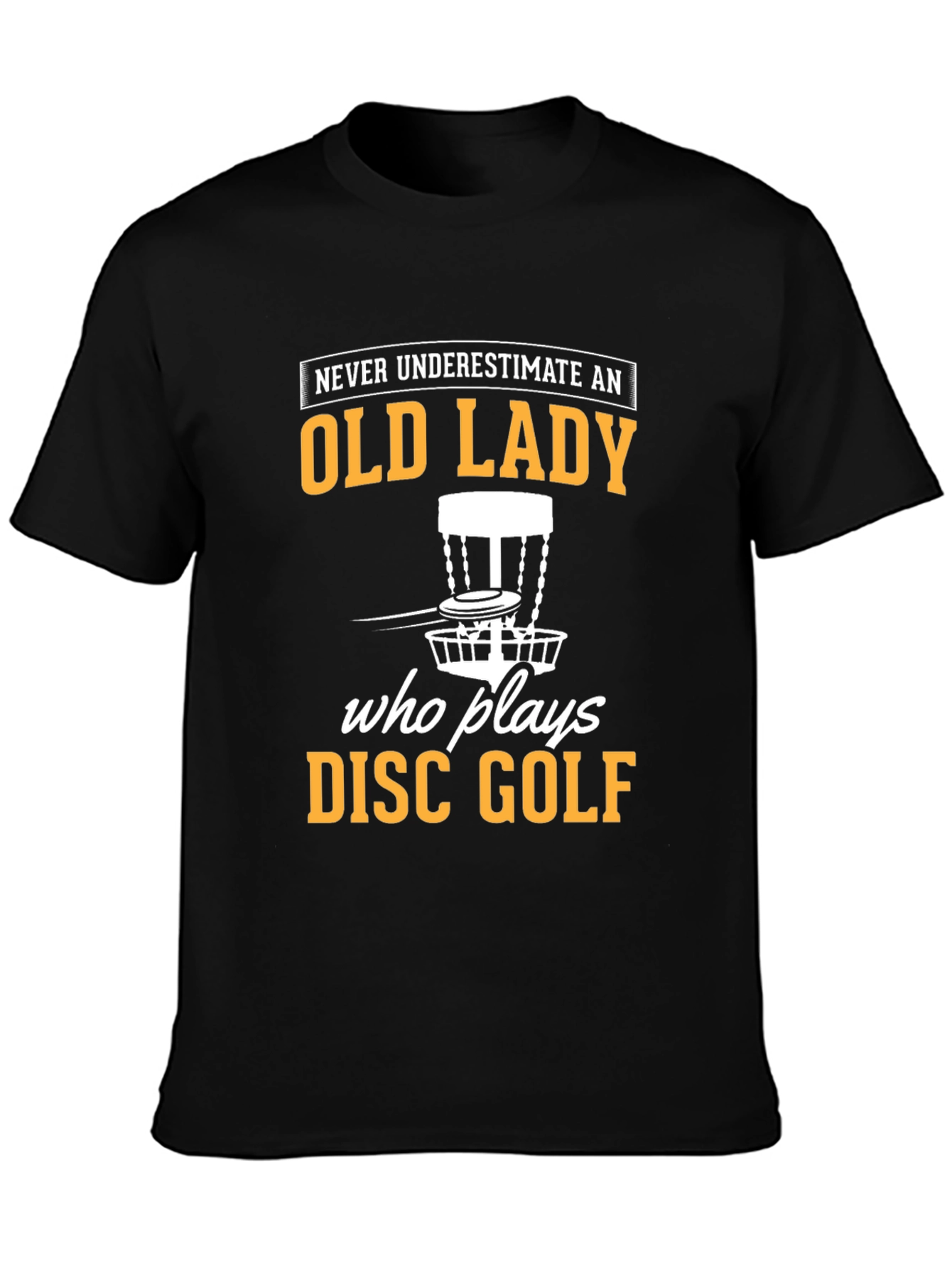 Black Old Lady Disc Golf T-Shirt view 3