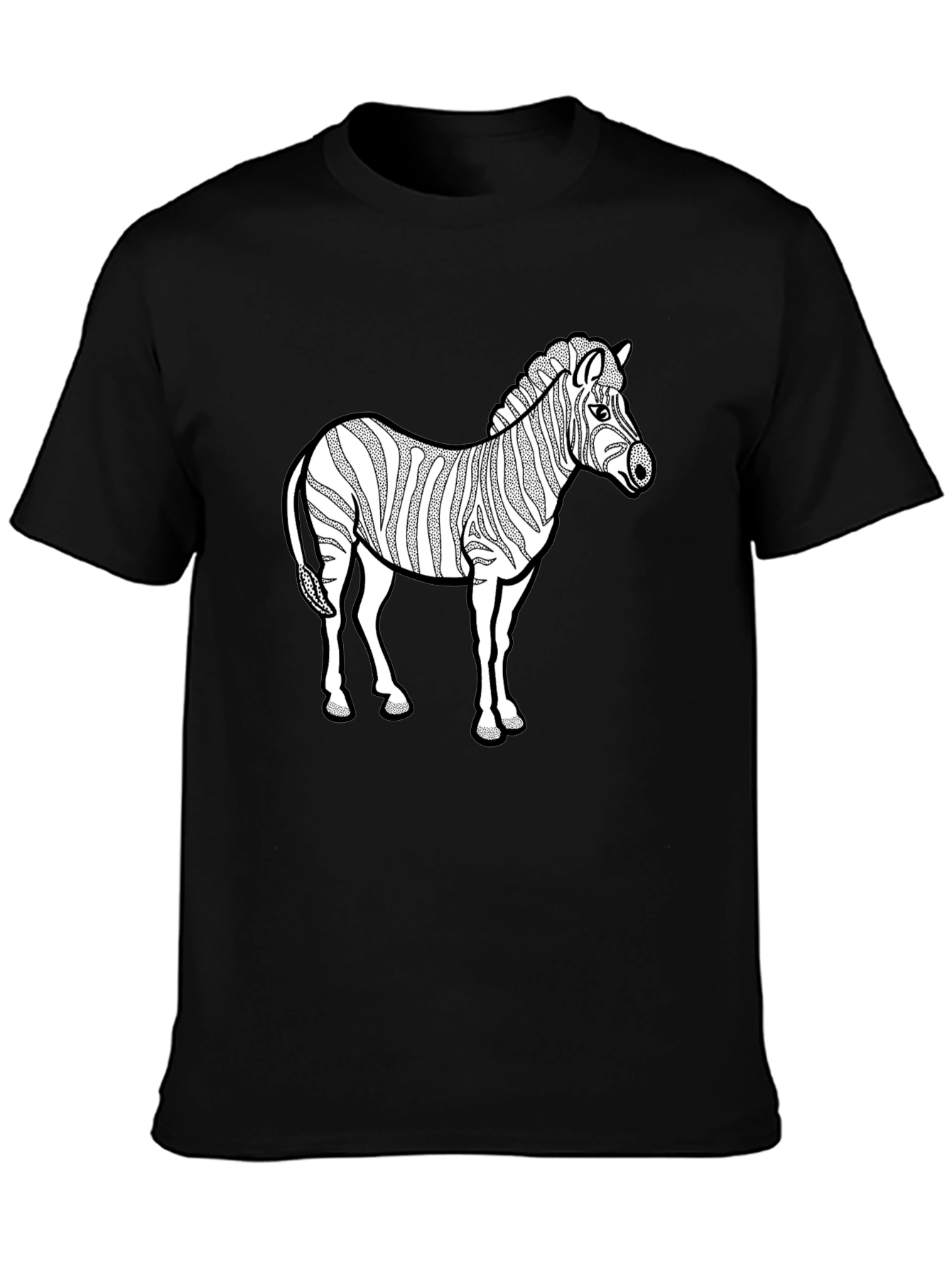 Black Zebra Graphic Print Black T-Shirt view 3