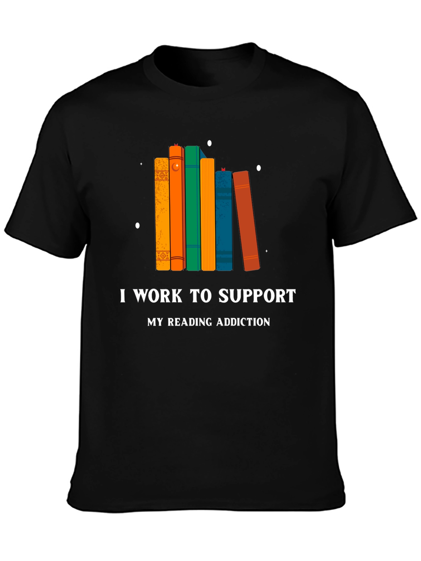Black Reading Addiction T-Shirt - Black view 3