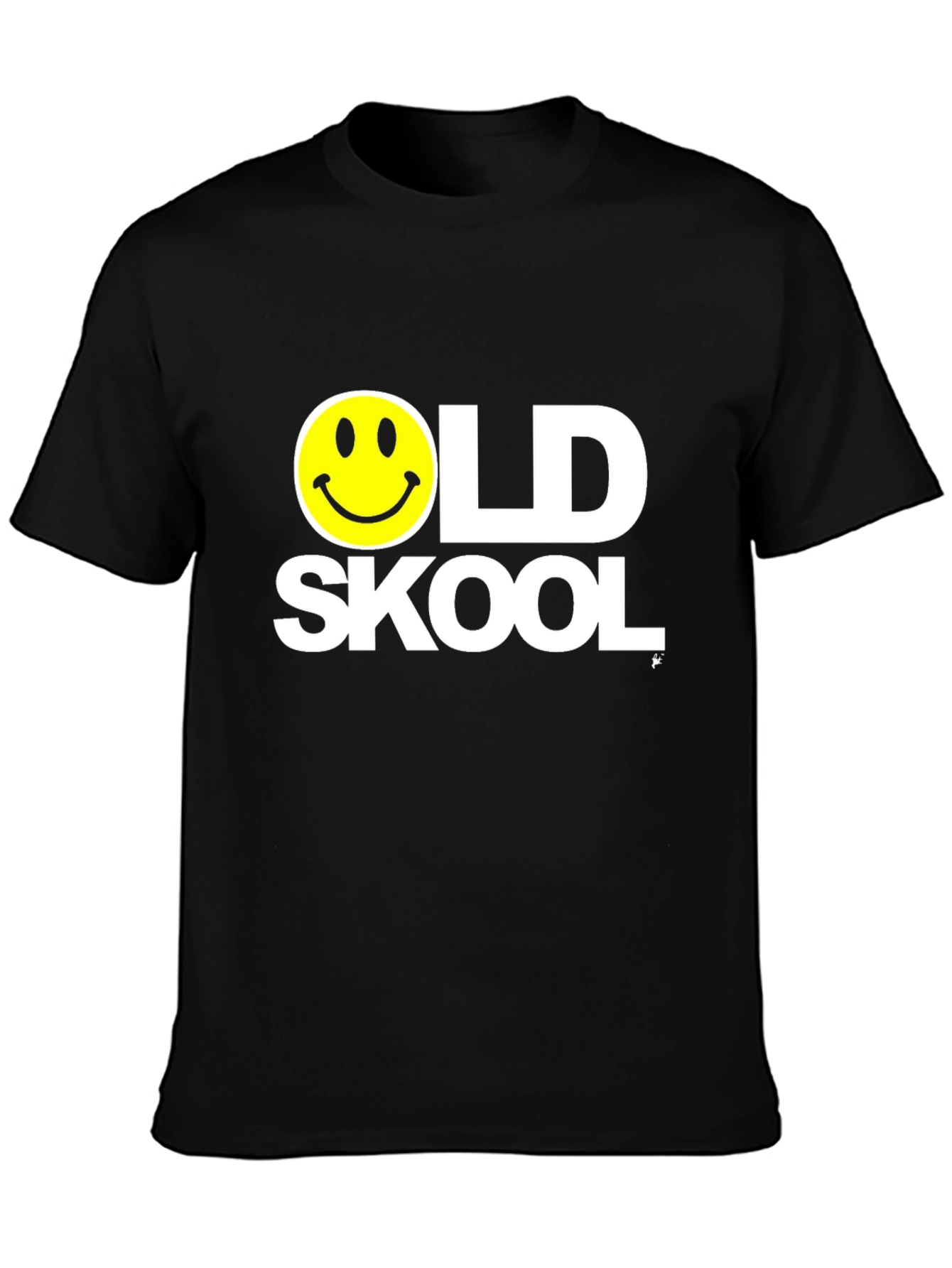 Black Old Skool Smiley Face Black T-Shirt view 3