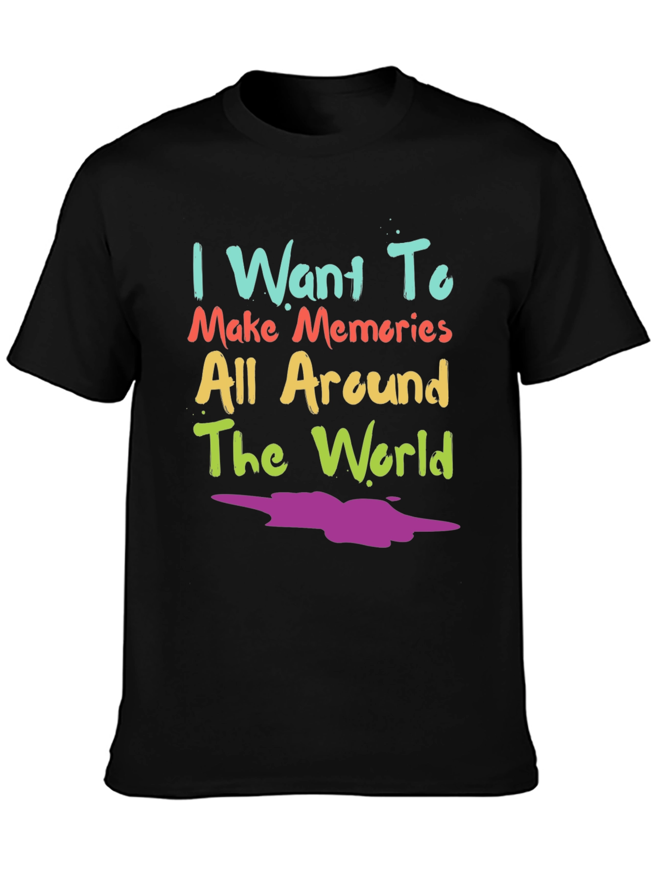 Black Colorful Travel Memories T-Shirt view 3