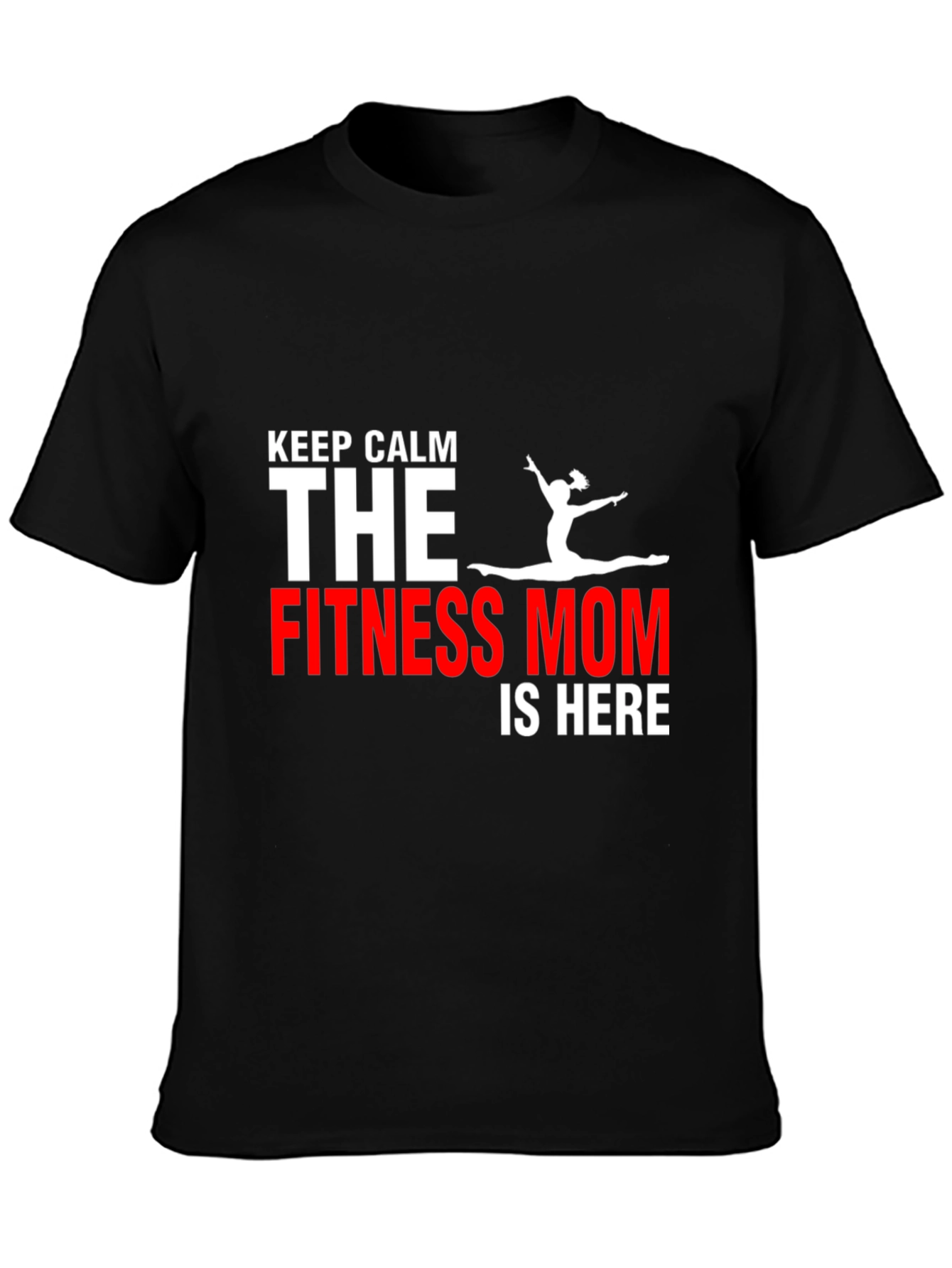 Black Fitness Mom T-Shirt - Keep Calm Gym Motivation view 3