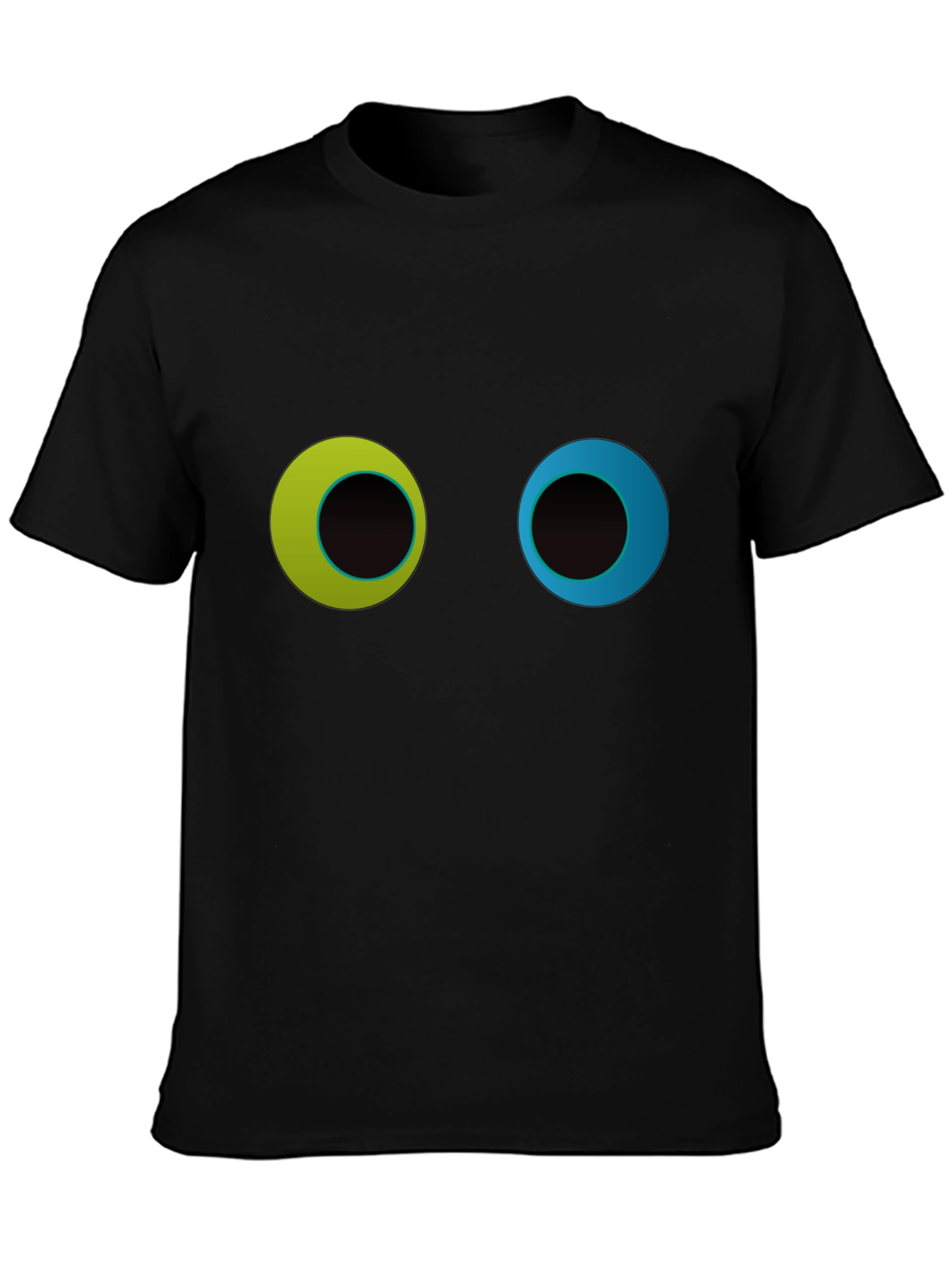 Black Funny Googly Eyes Graphic Black T-Shirt view 3