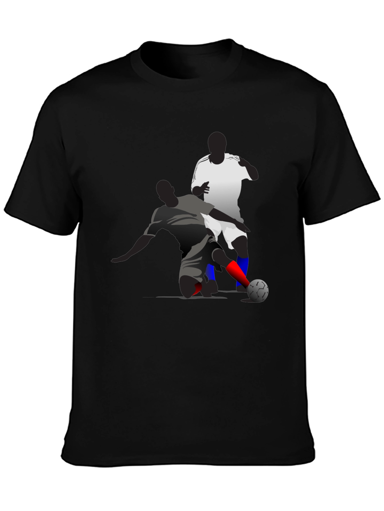 Black Soccer Graphic Tee - Black Cotton Blend T-Shirt view 3
