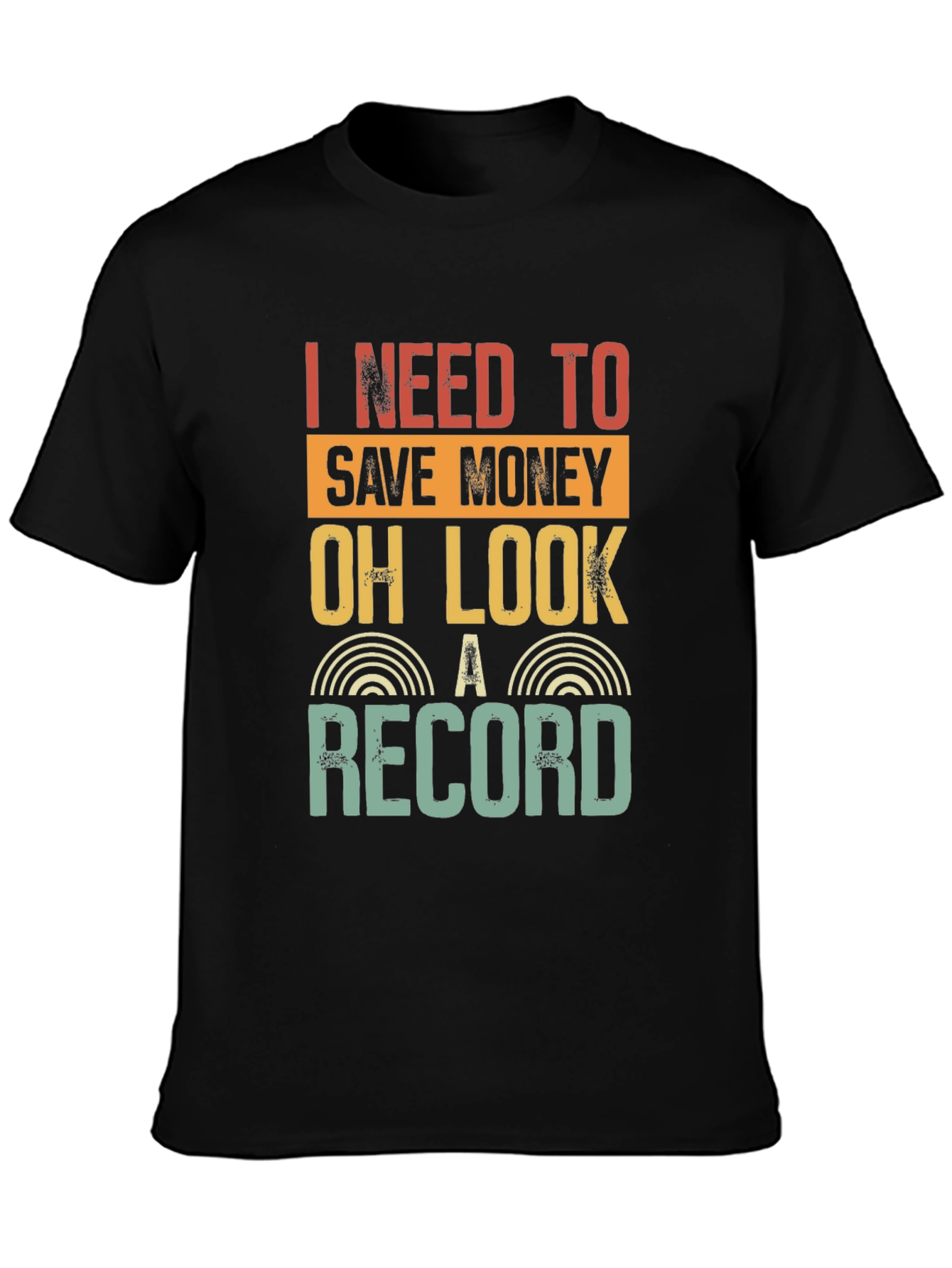 Black Funny Record Collector T-Shirt - I Need To Save Money view 3
