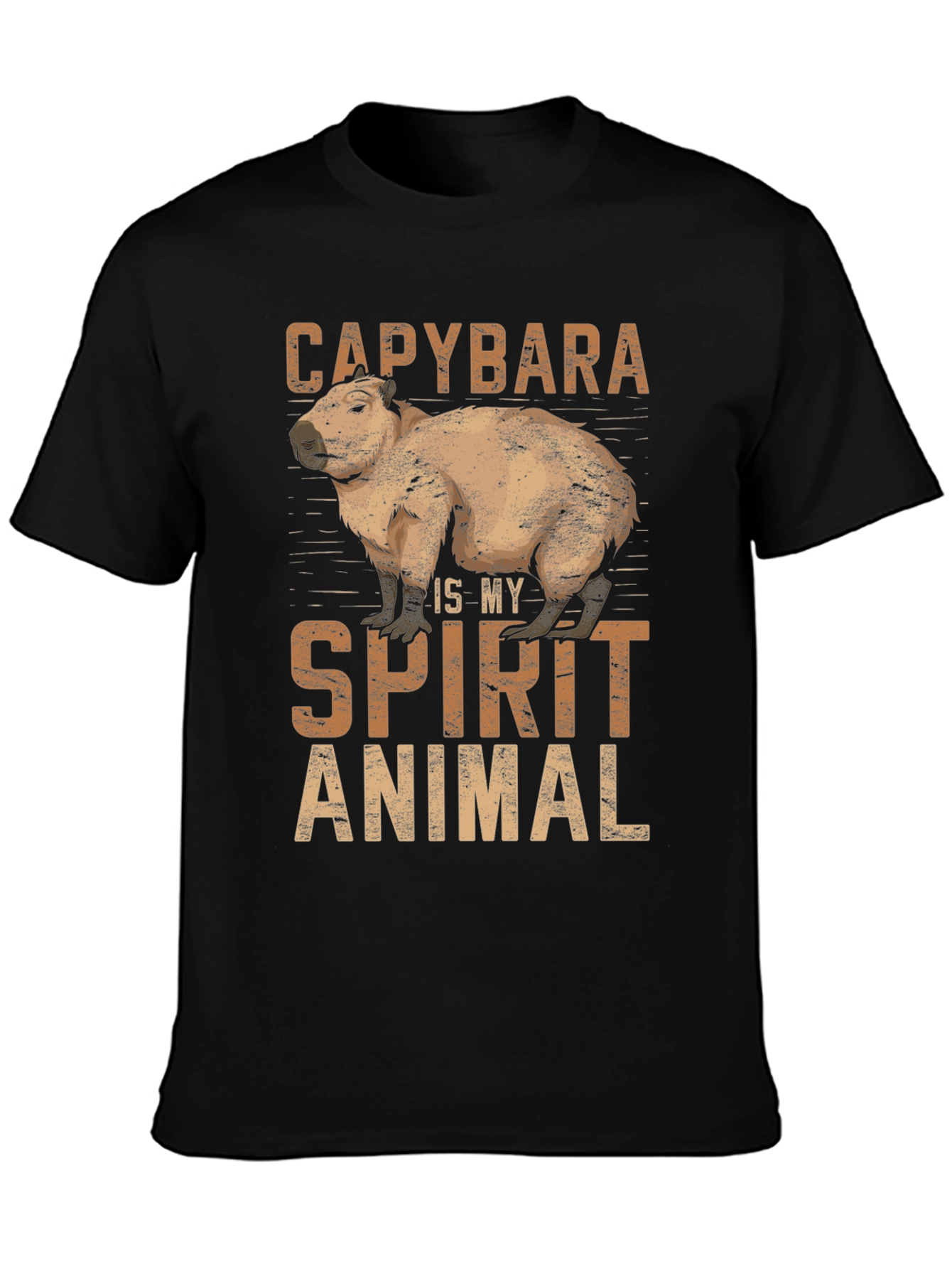 Black Capybara Spirit Animal Graphic T-Shirt - Unisex view 3