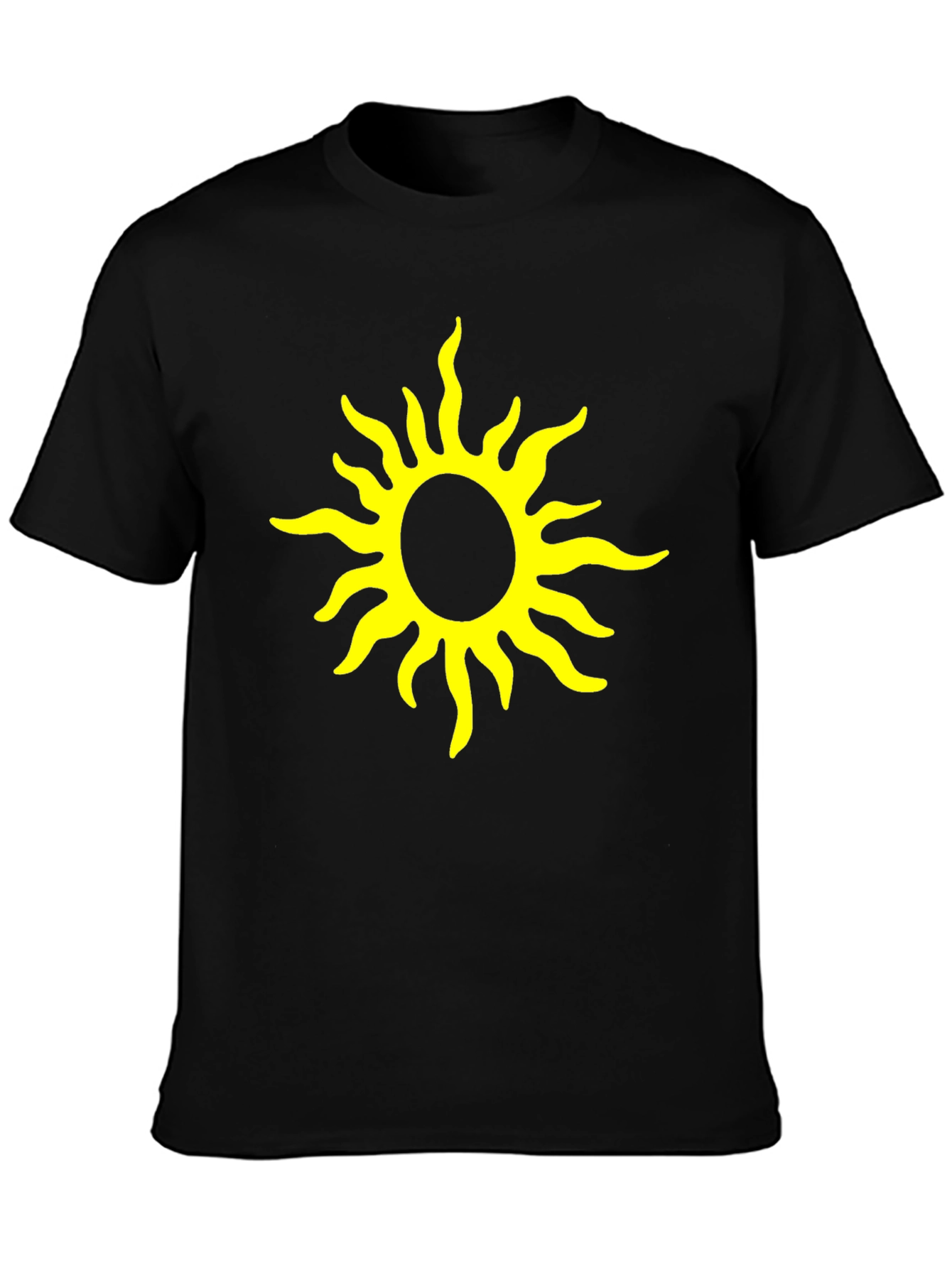 Black Black T-Shirt with Yellow Sun Graphic view 3