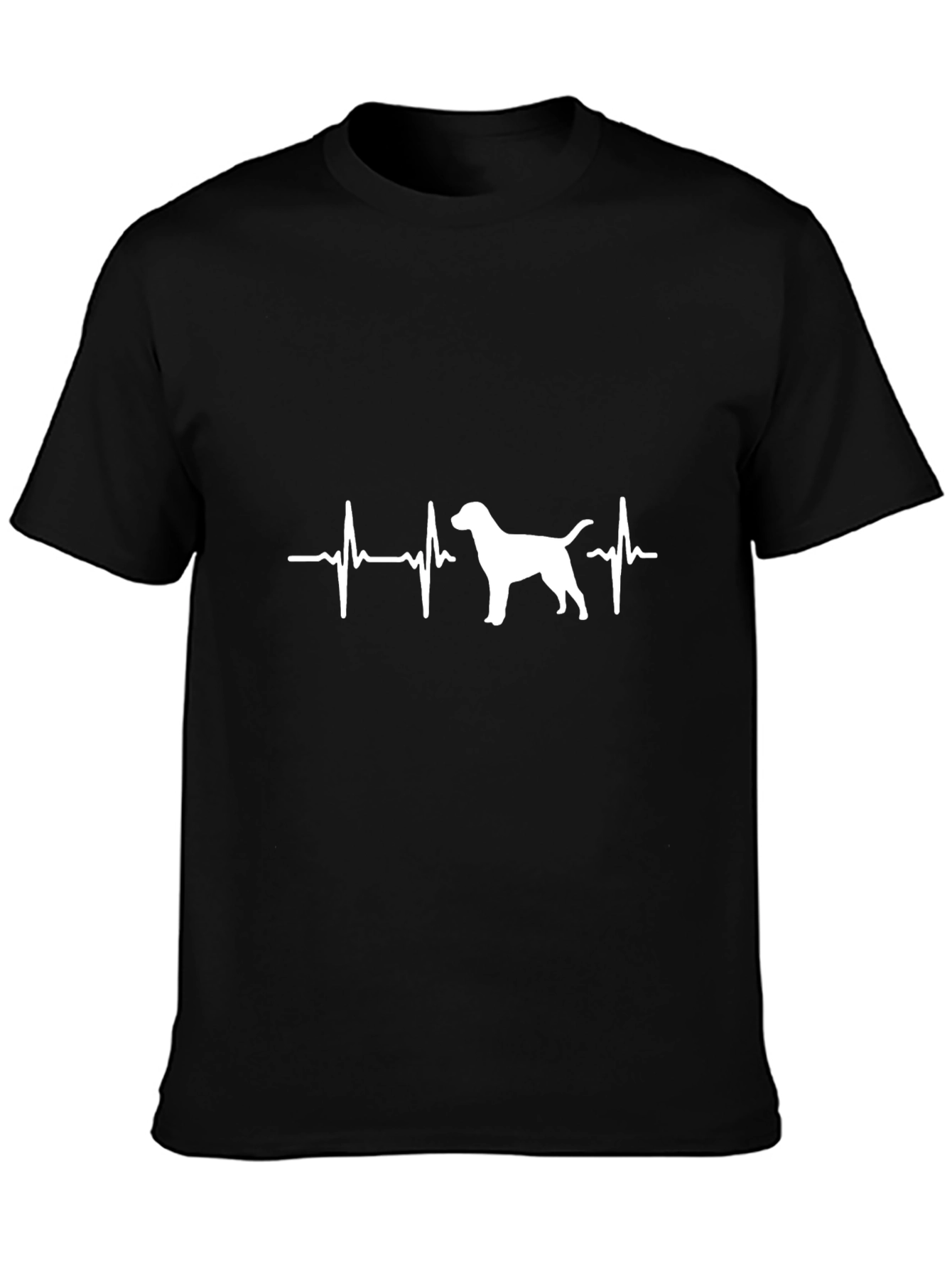 Black Dog Heartbeat T-Shirt - Black Cotton Tee view 3