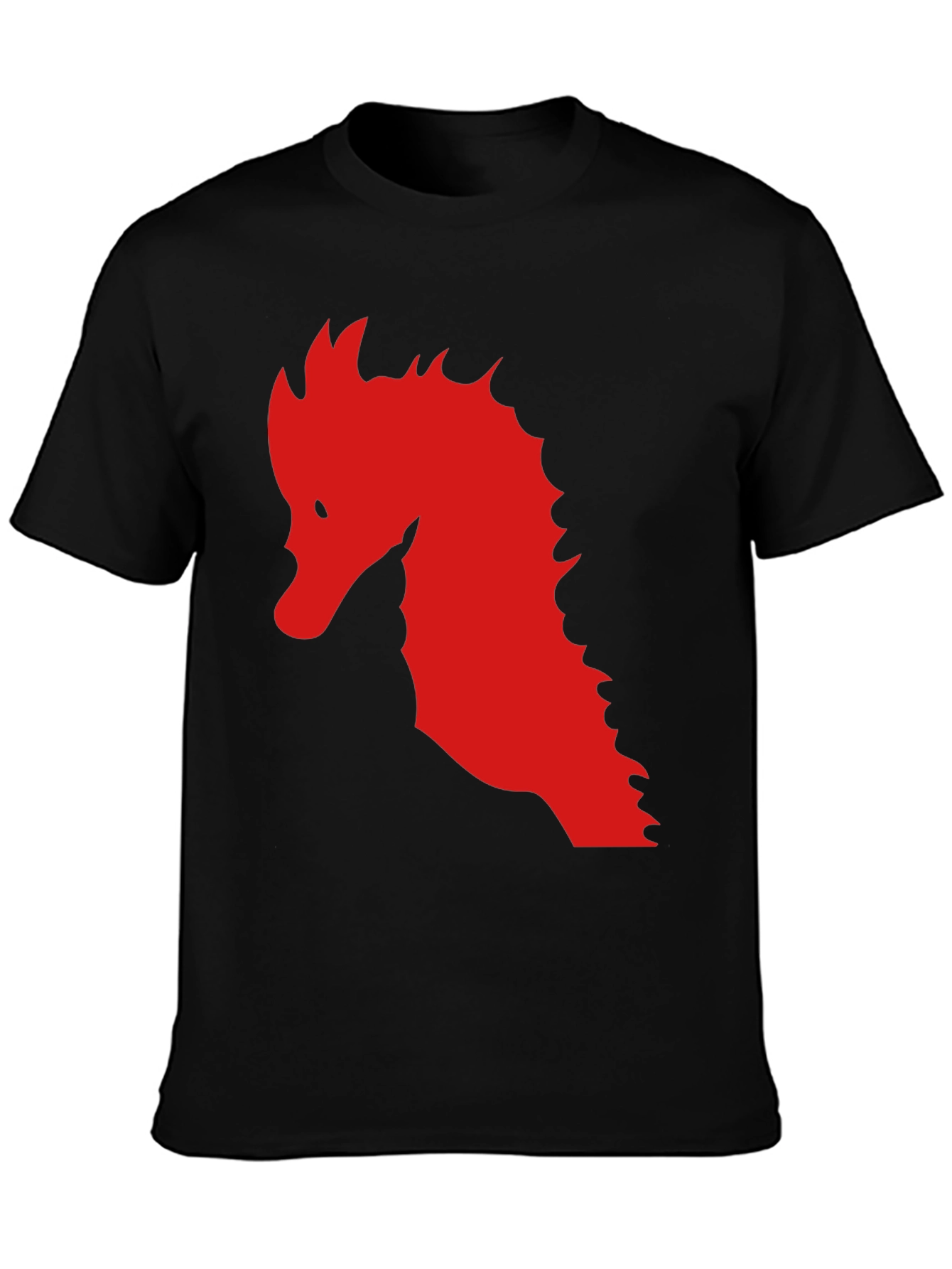 Black Red Dragon Silhouette Graphic Black T-Shirt view 3