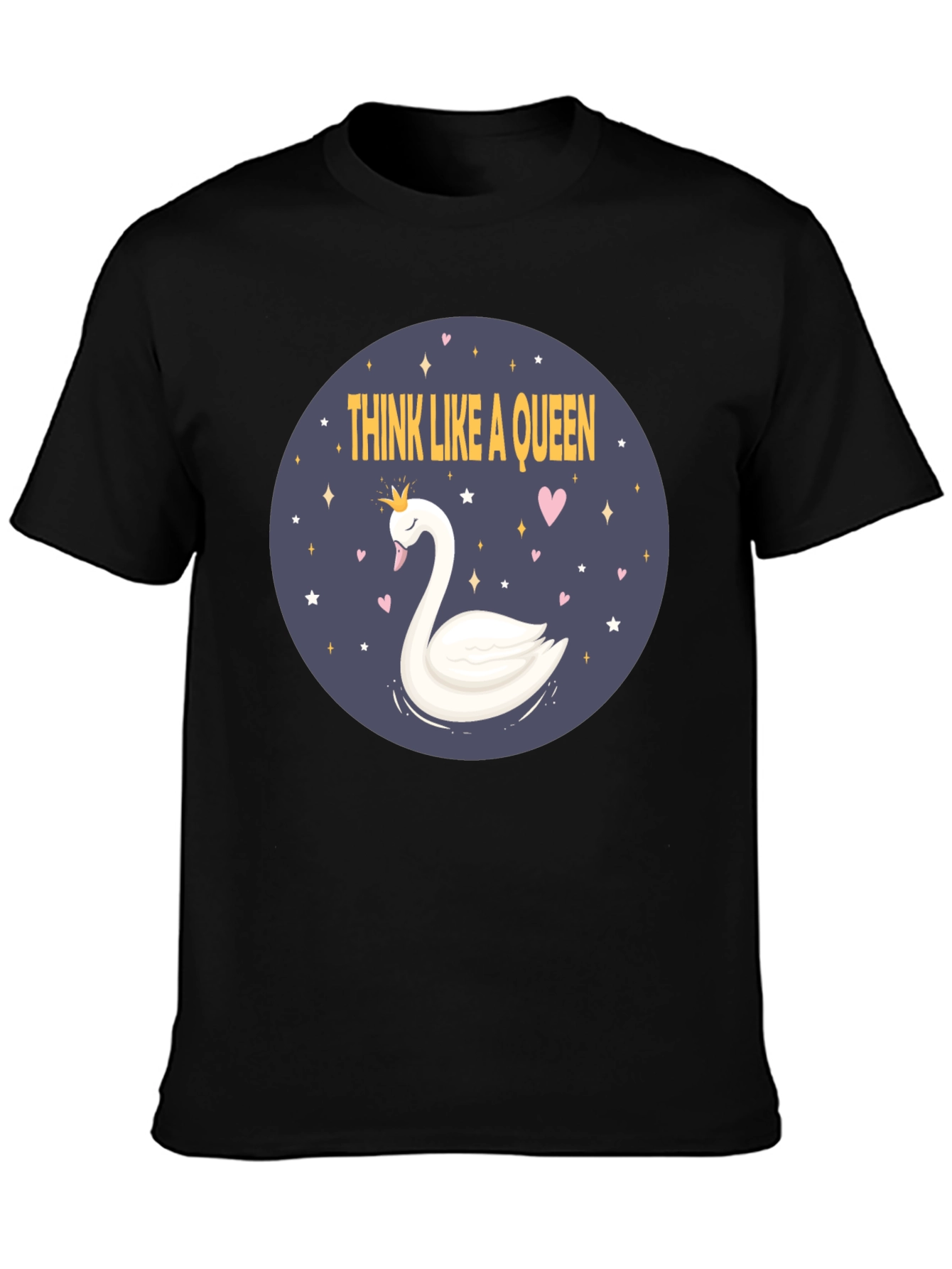 Black Think Like A Queen Swan Graphic Tee view 3