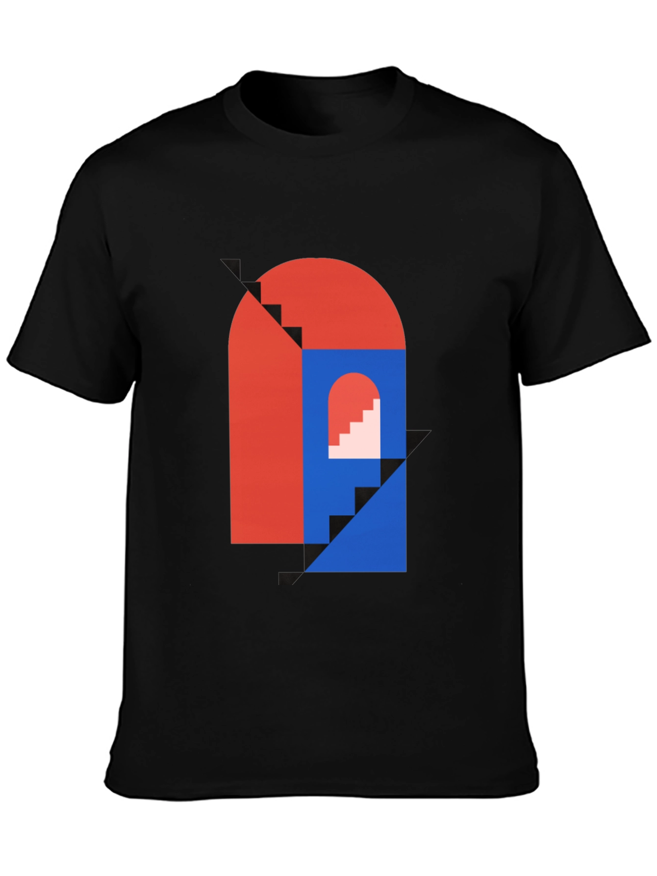 Black Modern Art Graphic Tee - Geometric Design view 3