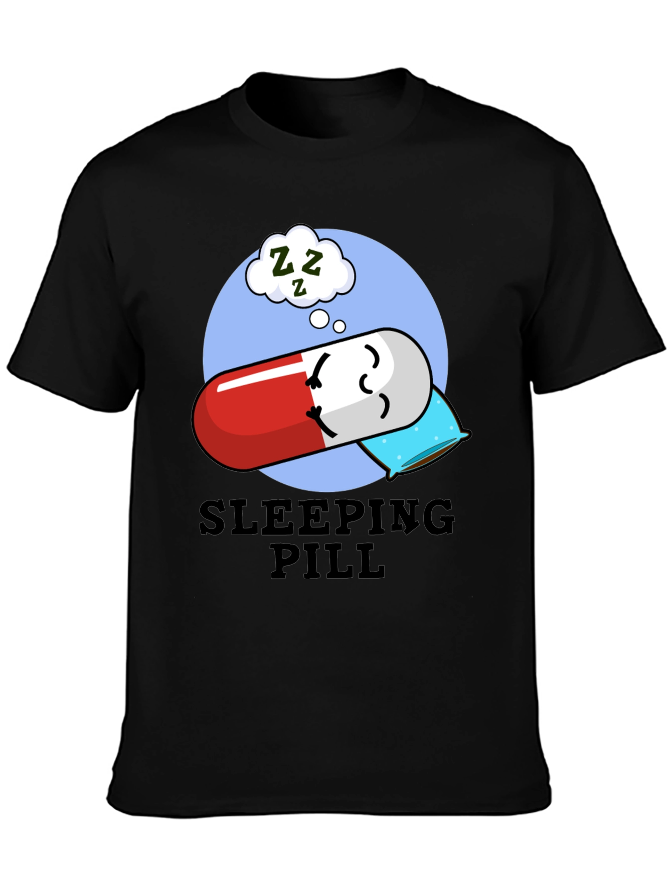 Black Sleeping Pill Funny Graphic T-Shirt - Unisex view 3