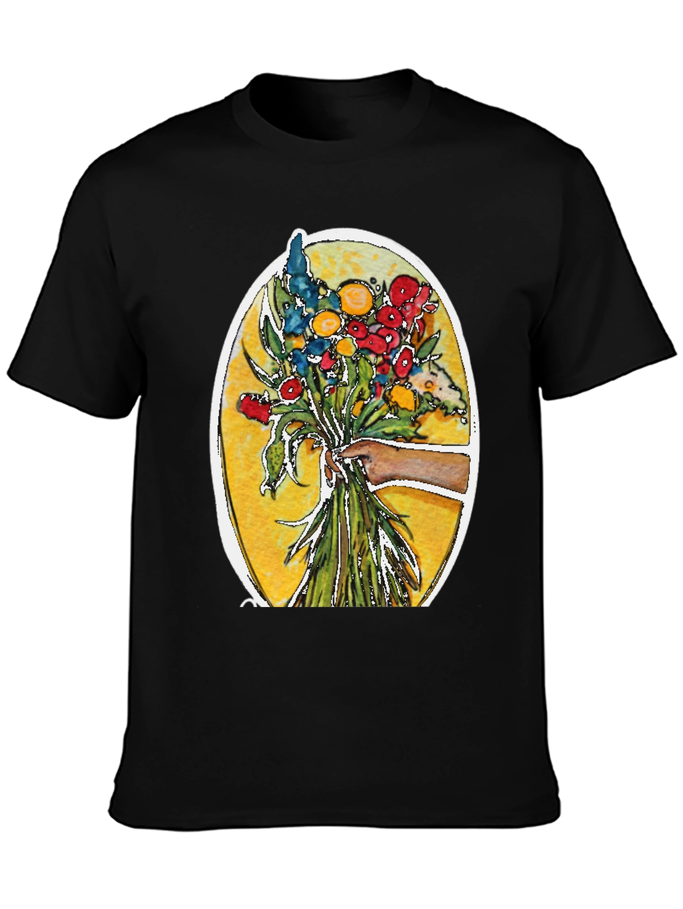 Black Floral Bouquet Graphic T-Shirt view 3
