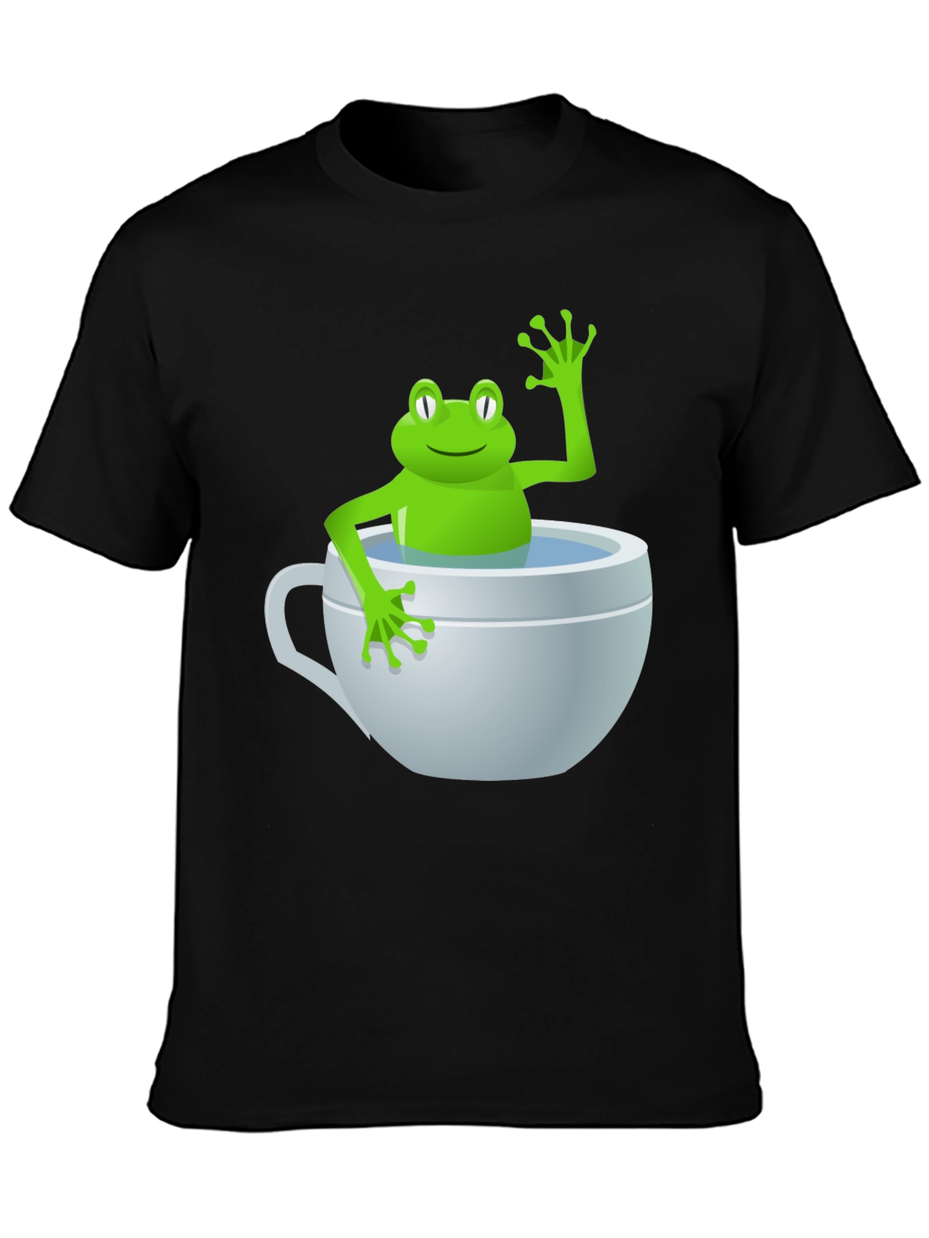 Black Frog in a Cup Graphic Tee - Funny Animal Shirt view 3