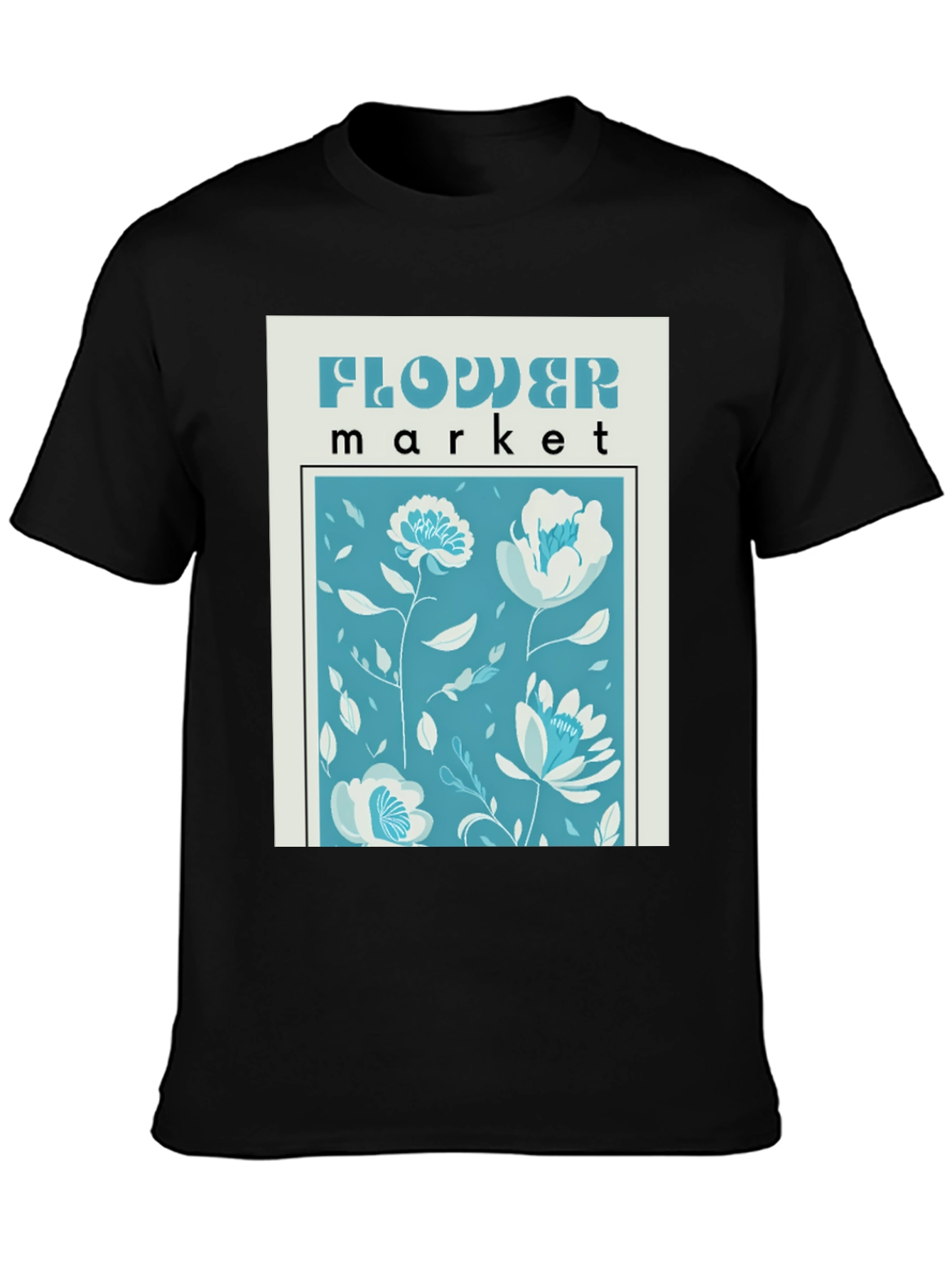 Black Floral Market Graphic Tee - Stylish Black Cotton Shirt view 3