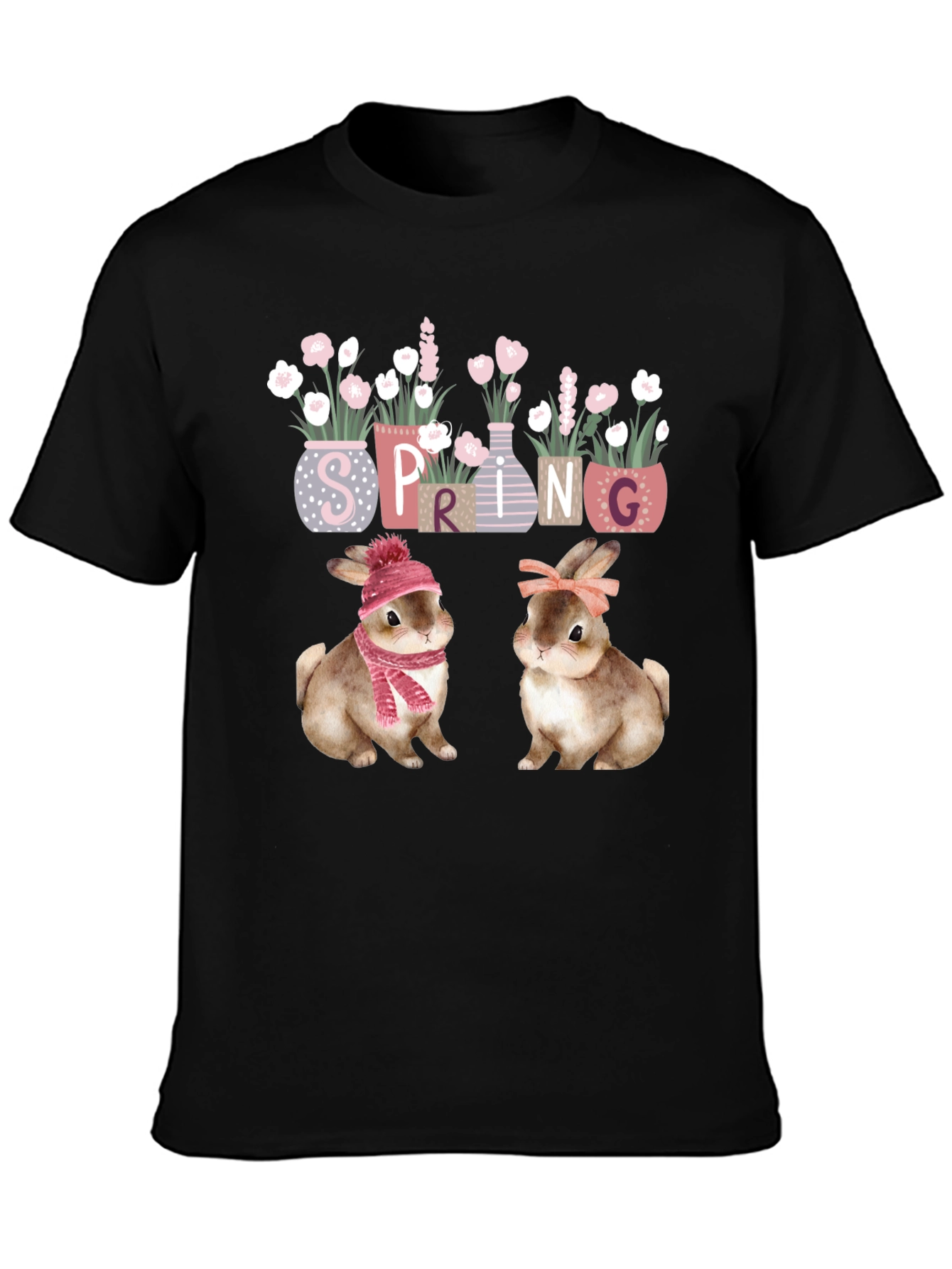 Black Spring Bunnies T-Shirt view 3