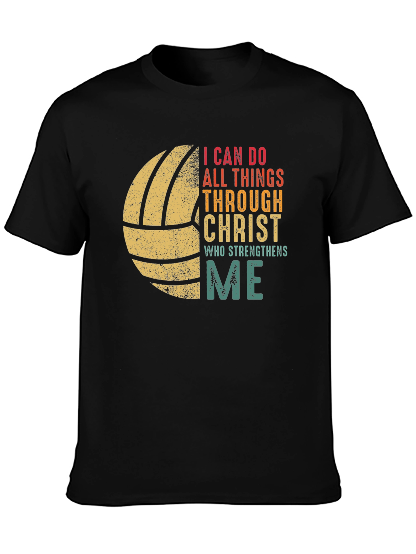 Black Volleyball I Can Do All Things T-Shirt view 3