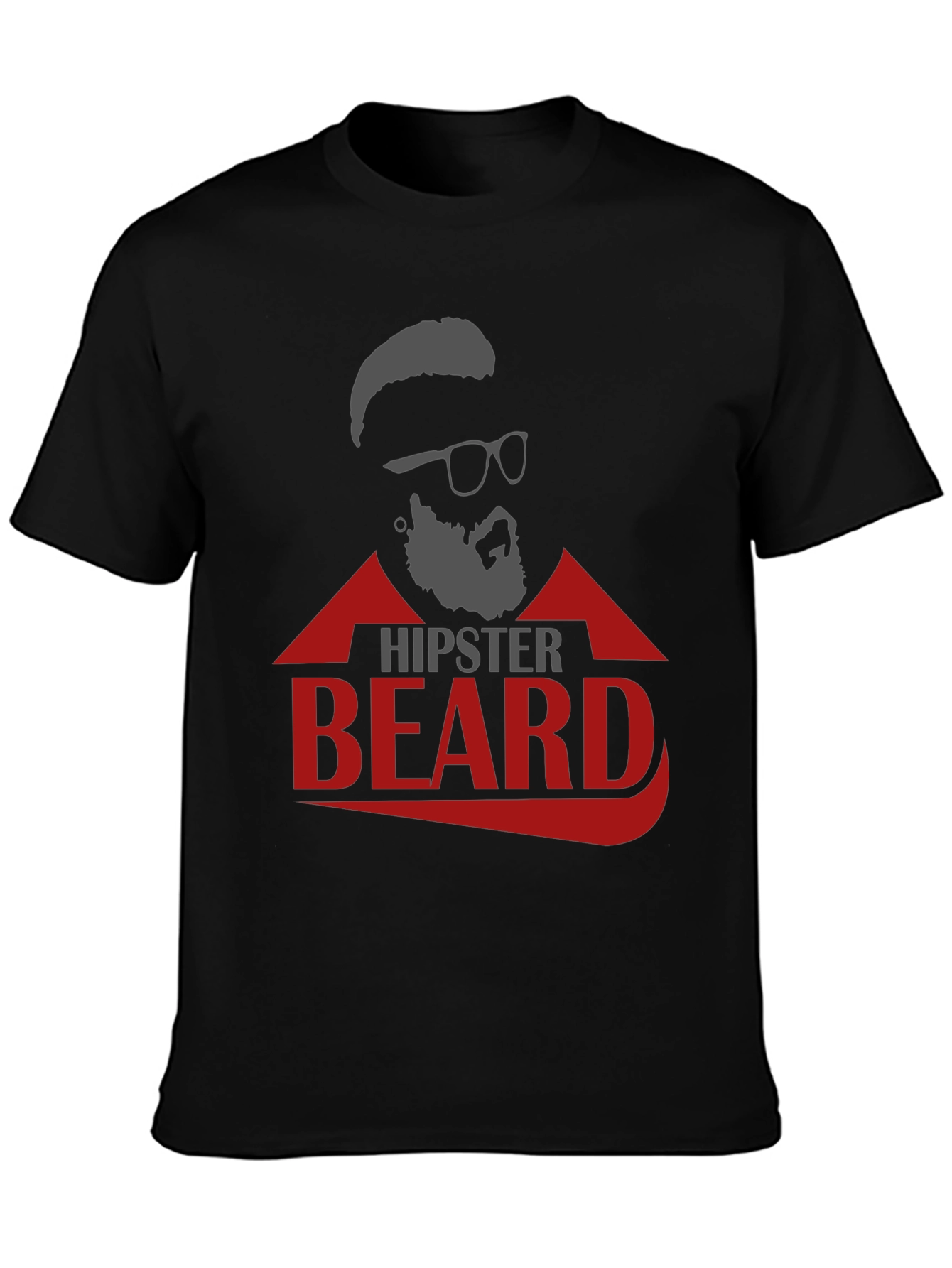 Black Hipster Beard Graphic T-Shirt view 3