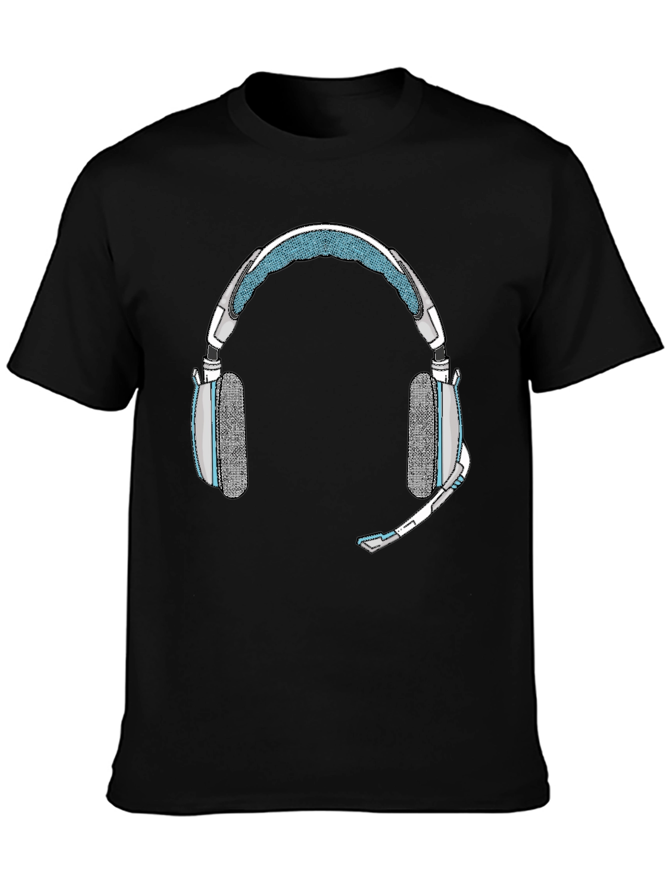 Black Gaming Headset Graphic Tee - Gamer Style Shirt view 3